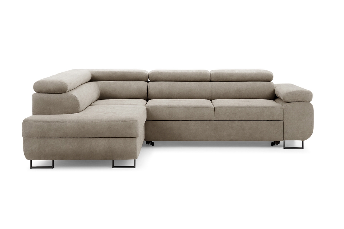 Rozkladacia rohová sedacia súprava Annabelle L ľavá - béžový velúr Zetta 291 / čierne nožičky Rohová sedacia súprava s funkciou spania Annabelle L Ľavá strana - béžový zamat hydrofobowy Zetta 291 / nožičky čierny