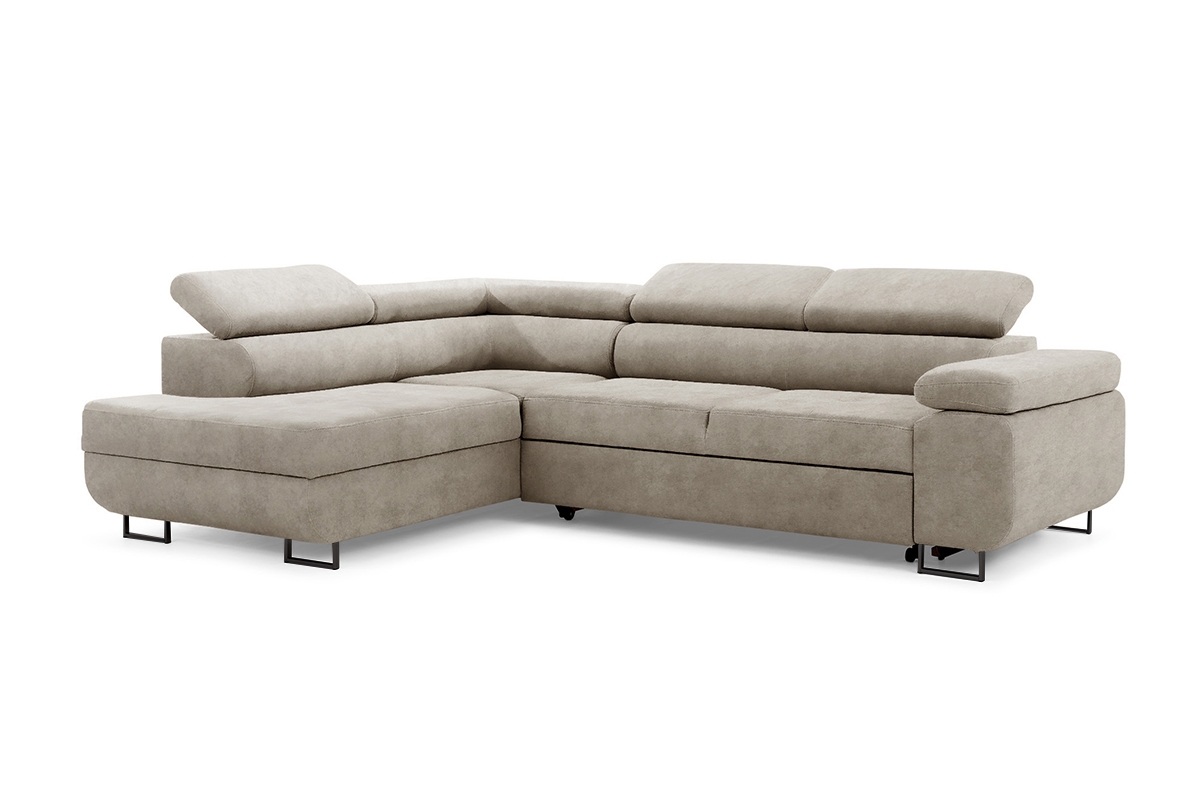 Rozkladacia rohová sedacia súprava Annabelle L ľavá - béžový velúr Zetta 291 / čierne nožičky Rohová sedacia súprava s funkciou spania Annabelle L Ľavá strana - béžový zamat hydrofobowy Zetta 291 / nožičky čierny