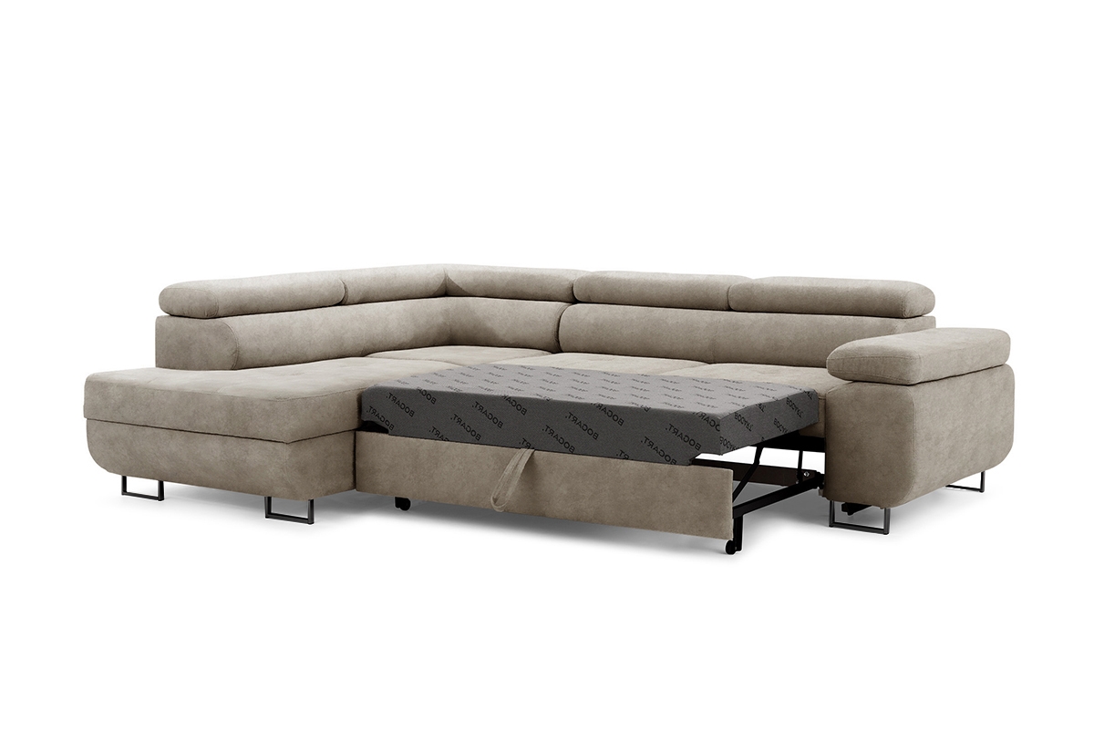 Rozkladacia rohová sedacia súprava Annabelle L ľavá - béžový velúr Zetta 291 / čierne nožičky Rohová sedacia súprava s funkciou spania Annabelle L Ľavá strana - béžový zamat hydrofobowy Zetta 291 / nožičky čierny