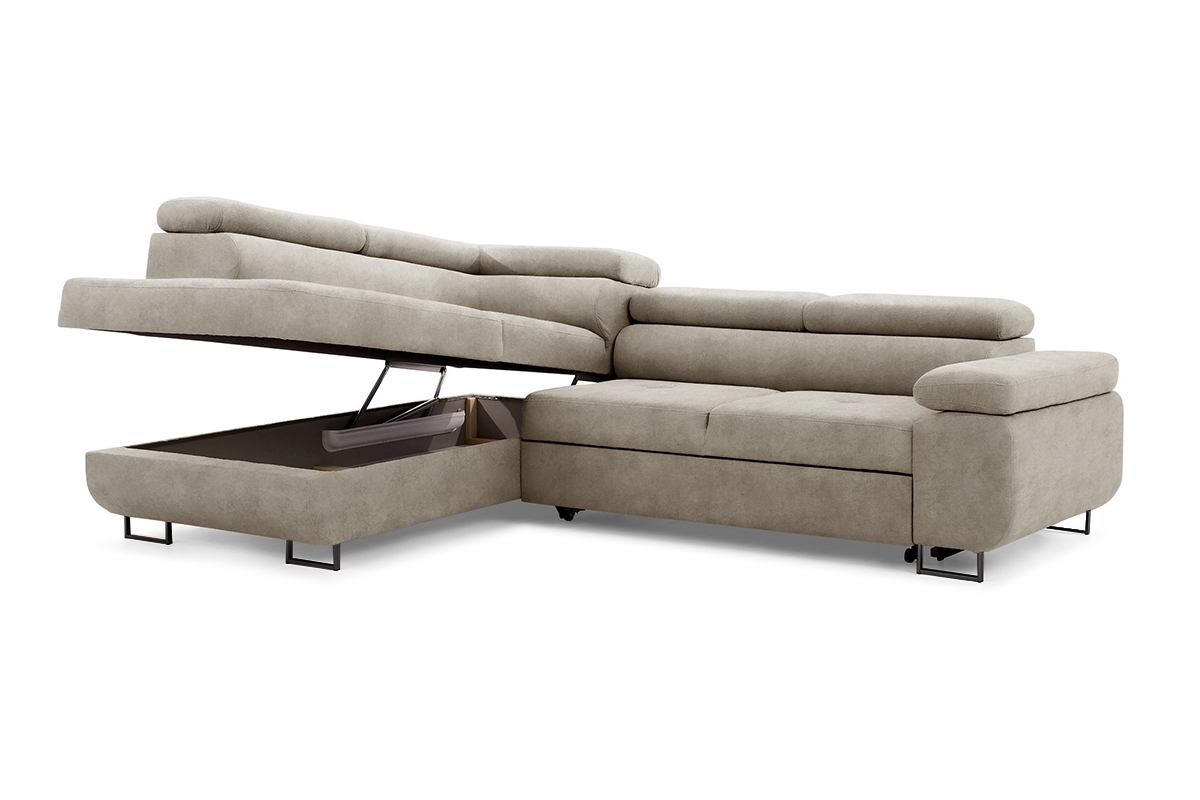 Rozkladacia rohová sedacia súprava Annabelle L ľavá - béžový velúr Zetta 291 / čierne nožičky Rohová sedacia súprava s funkciou spania Annabelle L Ľavá strana - béžový zamat hydrofobowy Zetta 291 / nožičky čierny