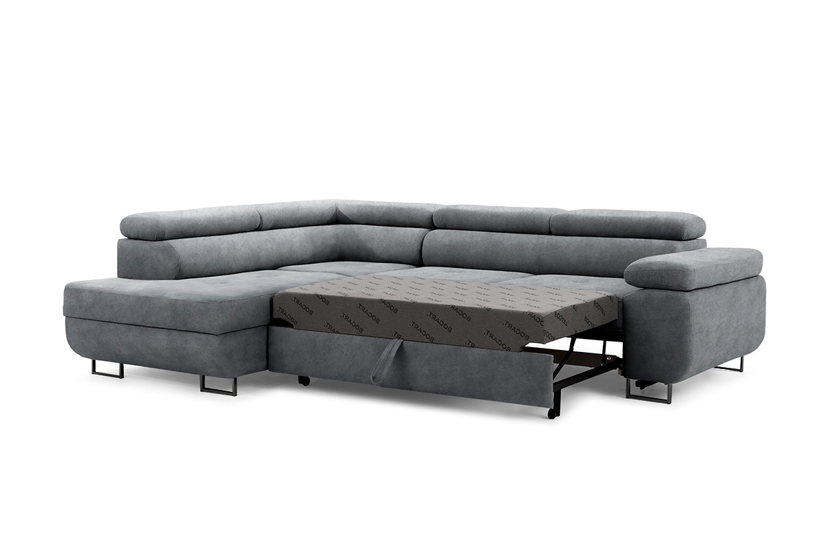 Rozkladacia rohová sedacia súprava Annabelle L ľavá - grafitový zamat Zetta 304 / čierne nožičky Rohová sedacia súprava s funkciou spania Annabelle L Ľavá strana - Grafitový zamat hydrofobowy Zetta 304 / nožičky čierny