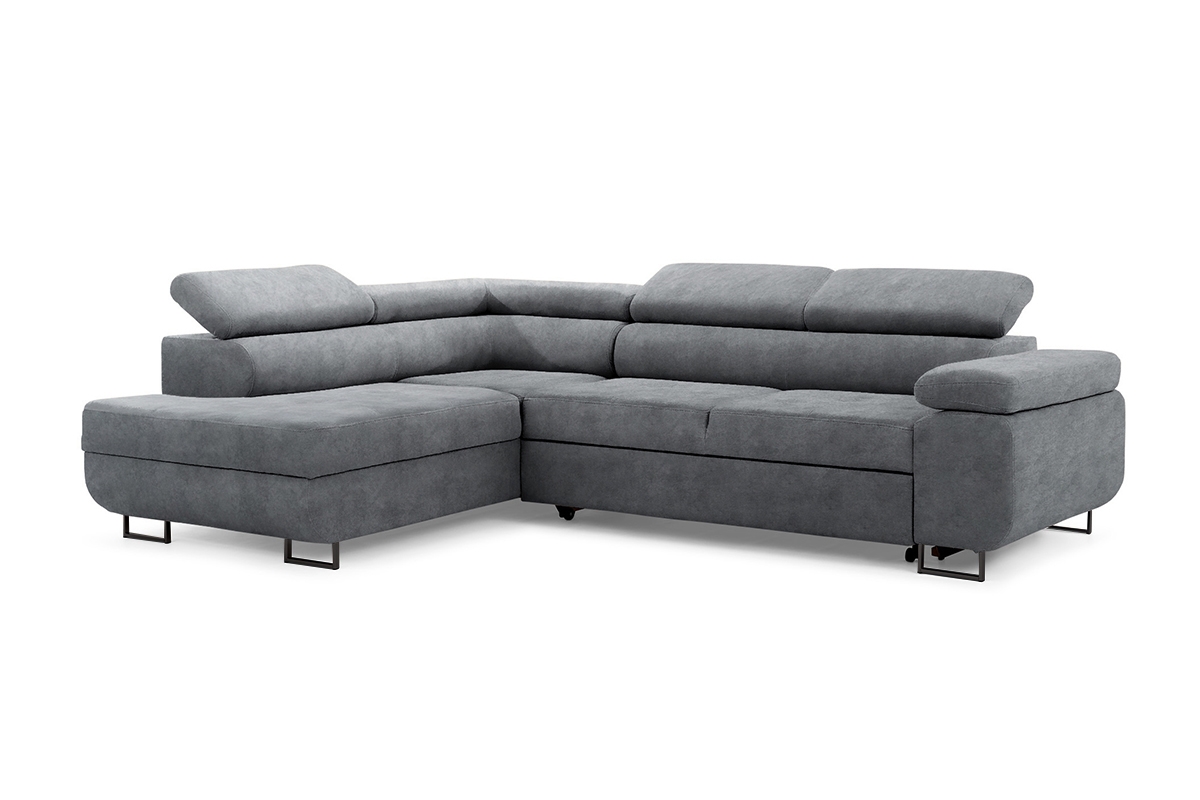 Rozkladacia rohová sedacia súprava Annabelle L ľavá - grafitový zamat Zetta 304 / čierne nožičky Rohová sedacia súprava s funkciou spania Annabelle L Ľavá strana - Grafitový zamat hydrofobowy Zetta 304 / nožičky čierny