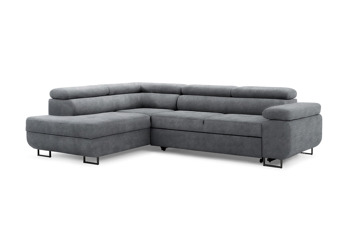 Rozkladacia rohová sedacia súprava Annabelle L ľavá - grafitový zamat Zetta 304 / čierne nožičky Rohová sedacia súprava s funkciou spania Annabelle L Ľavá strana - Grafitový zamat hydrofobowy Zetta 304 / nožičky čierny