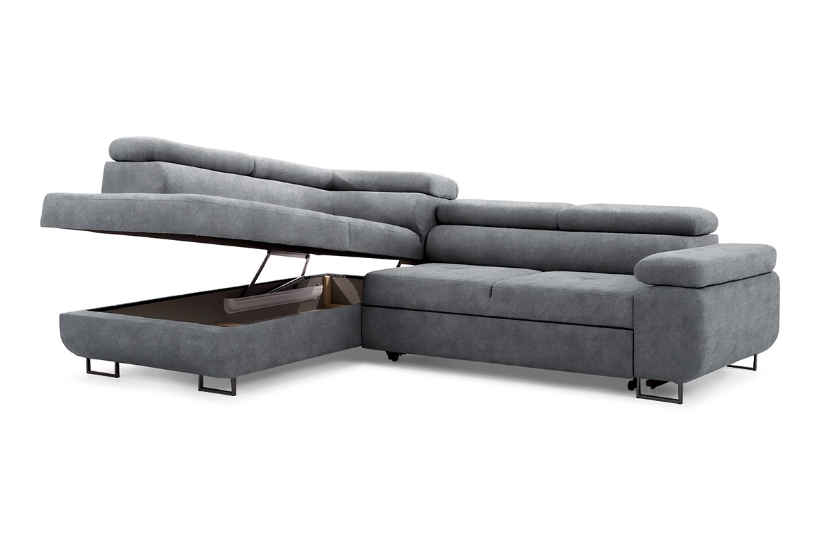 Rozkladacia rohová sedacia súprava Annabelle L ľavá - grafitový zamat Zetta 304 / čierne nožičky Rohová sedacia súprava s funkciou spania Annabelle L Ľavá strana - Grafitový zamat hydrofobowy Zetta 304 / nožičky čierny