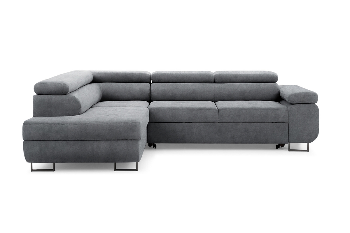 Rozkladacia rohová sedacia súprava Annabelle L ľavá - grafitový zamat Zetta 304 / čierne nožičky Rohová sedacia súprava s funkciou spania Annabelle L Ľavá strana - Grafitový zamat hydrofobowy Zetta 304 / nožičky čierny