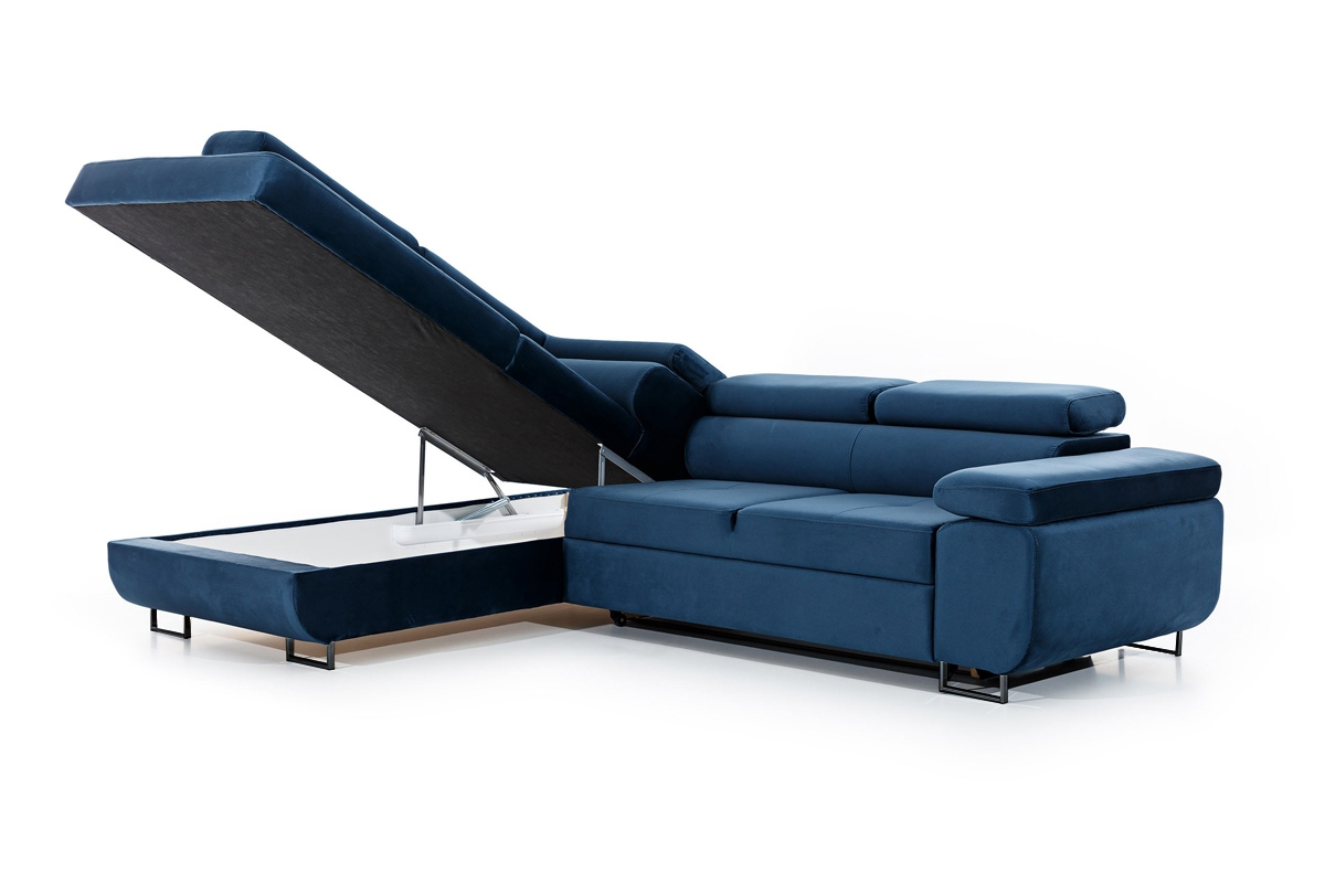 Rozkladacia rohová sedacia súprava Annabelle L ľavá - tmavomodrý zamat Monolith 77 / čierne nožičky Rohová sedacia súprava s funkciou spania Annabelle L Ľavá strana - granátová zamat hydrofobowy Monolith 77 / nožičky čierny