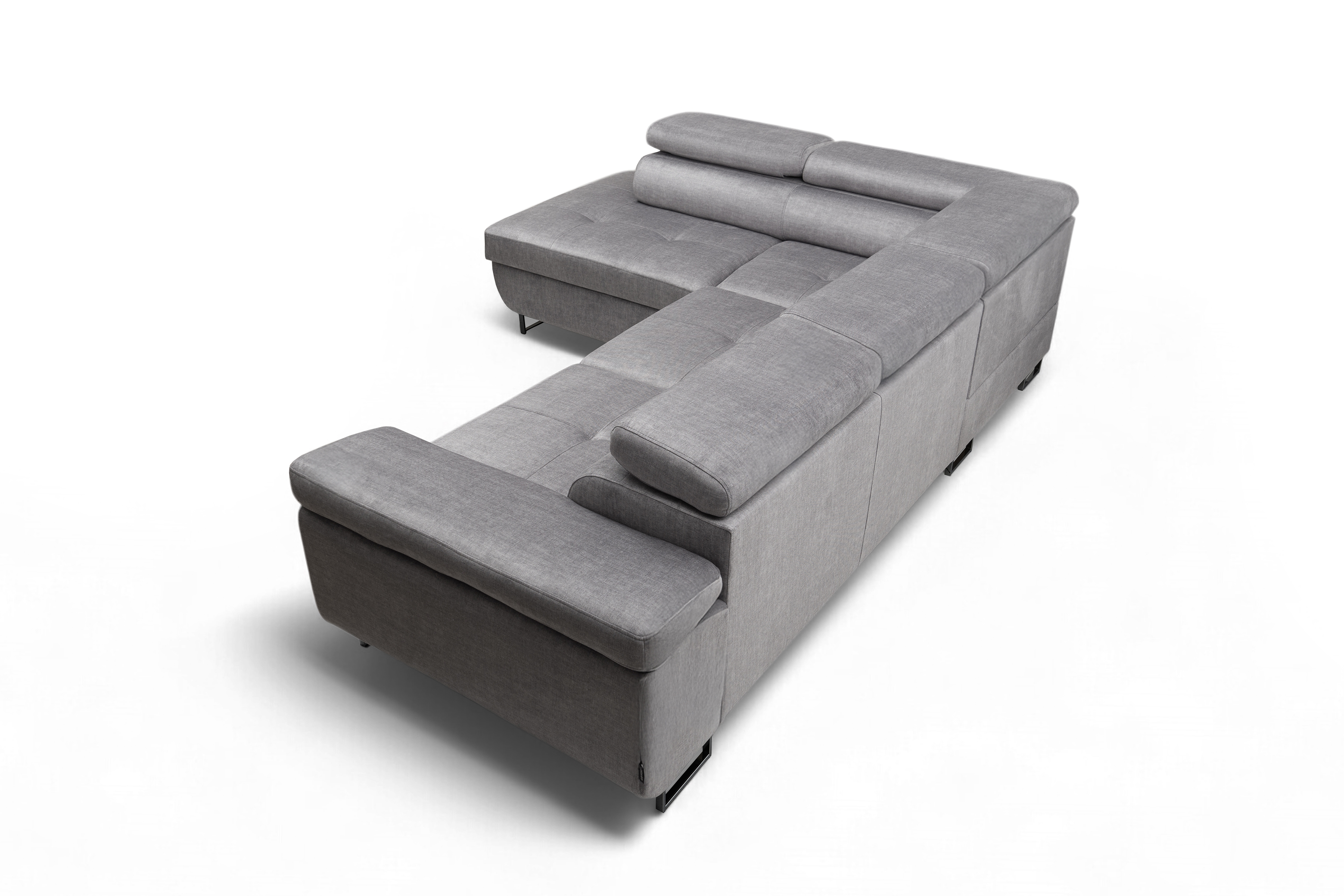 Rozkladacia rohová sedacia súprava Annabelle L ľavá - sivý velúr Vogue 14 / čierne nožičky Rohová sedacia súprava s funkciou spánku Annabelle L Ľavá strana - šedý velúr Vogue 14 / nožičky čierny