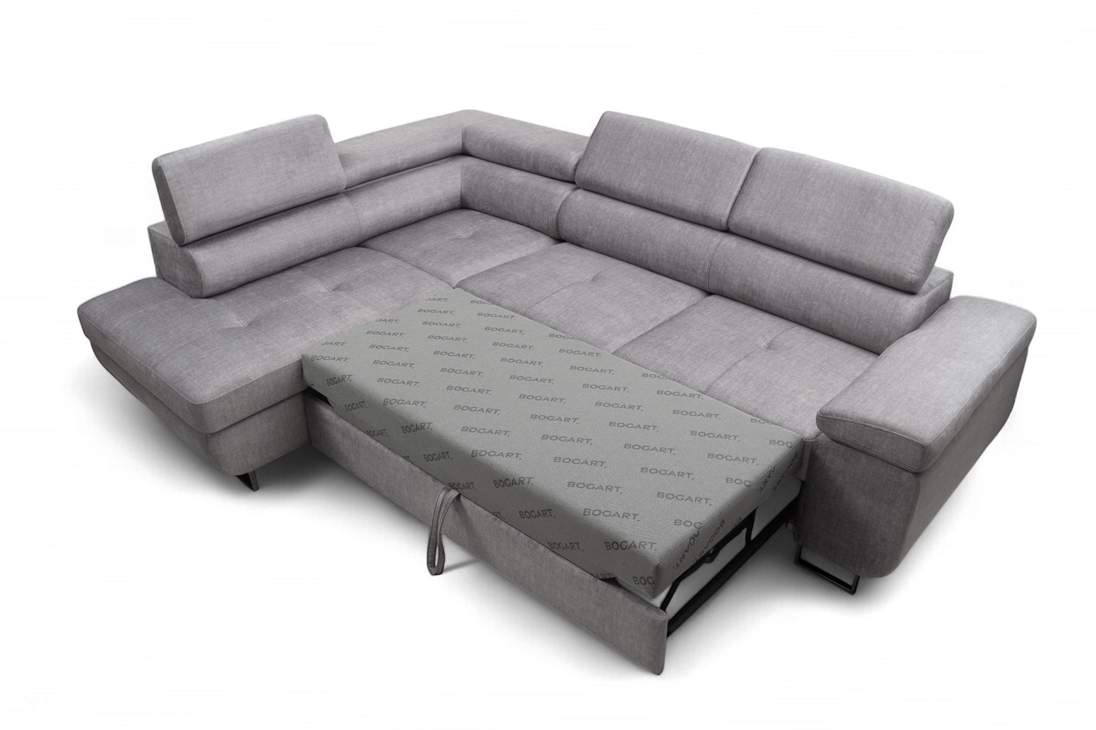 Rozkladacia rohová sedacia súprava Annabelle L ľavá - sivý velúr Vogue 14 / čierne nožičky Rohová sedacia súprava s funkciou spánku Annabelle L Ľavá strana - šedý velúr Vogue 14 / nožičky čierny