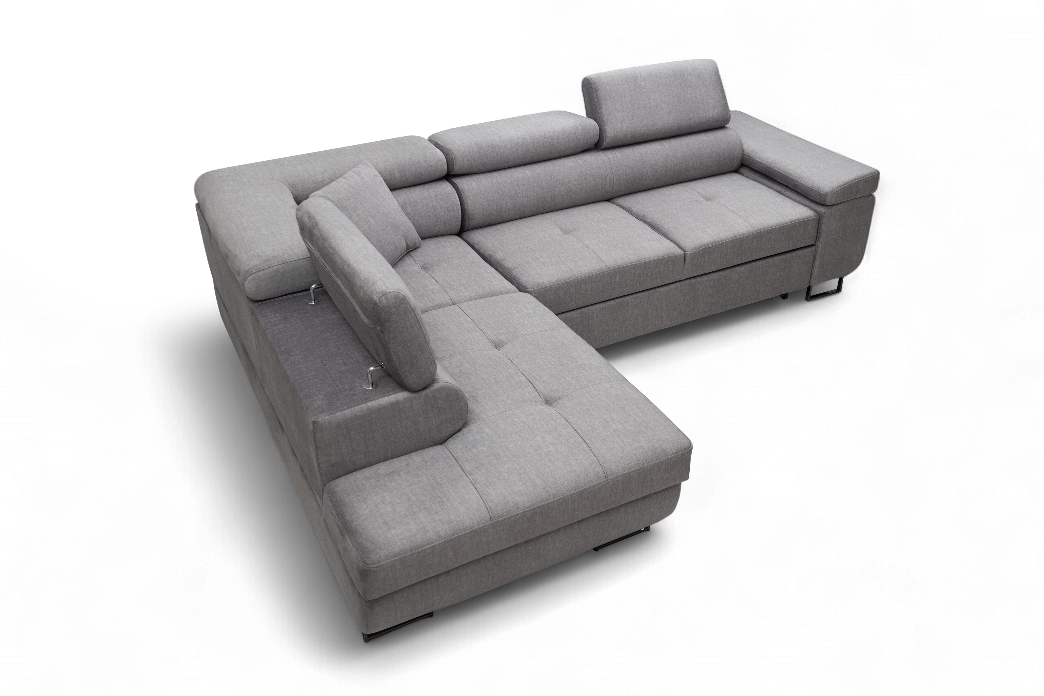 Rozkladacia rohová sedacia súprava Annabelle L ľavá - sivý velúr Vogue 14 / čierne nožičky Rohová sedacia súprava s funkciou spánku Annabelle L Ľavá strana - šedý velúr Vogue 14 / nožičky čierny