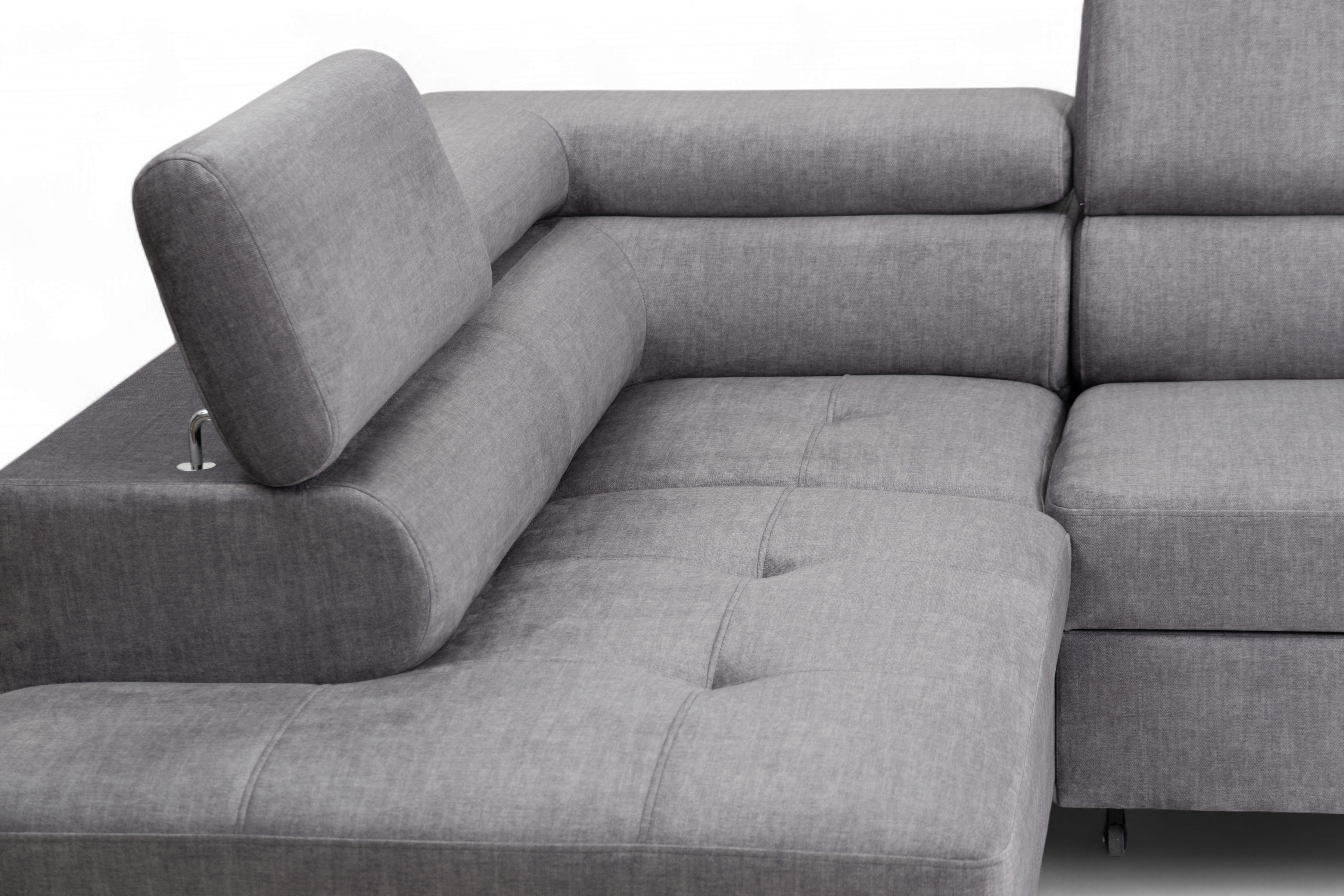 Rozkladacia rohová sedacia súprava Annabelle L ľavá - sivý velúr Vogue 14 / čierne nožičky Rohová sedacia súprava s funkciou spánku Annabelle L Ľavá strana - šedý velúr Vogue 14 / nožičky čierny