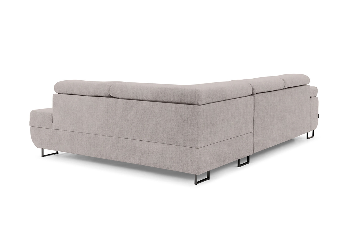 Rozkladacia rohová sedacia súprava Annabelle L pravá - béžová pletenina Maya 01 / čierne nožičky Rohová sedacia súprava s funkciou spania Annabelle L pravá strana - Béžová látka Maya 01 / nožičky čierny