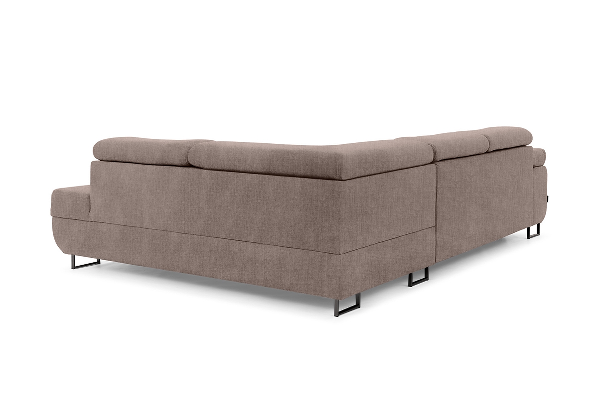 Rozkladacia rohová sedacia súprava Annabelle L pravá - béžový velúr Vogue 4 / čierne nožičky Rohová sedacia súprava s funkciou spania Annabelle L pravá strana - béžový zamat hydrofobowy Vogue 4 / nožičky čierny