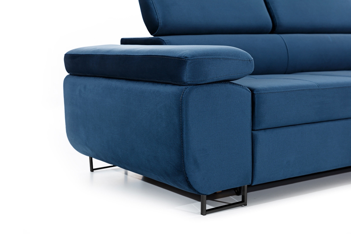 Rozkladacia rohová sedacia súprava Annabelle L pravá - tmavomodrý zamat Monolith 77 / čierne nožičky Rohová sedacia súprava s funkciou spania Annabelle L pravá strana - granátová zamat hydrofobowy Monolith 77 / nožičky čierny