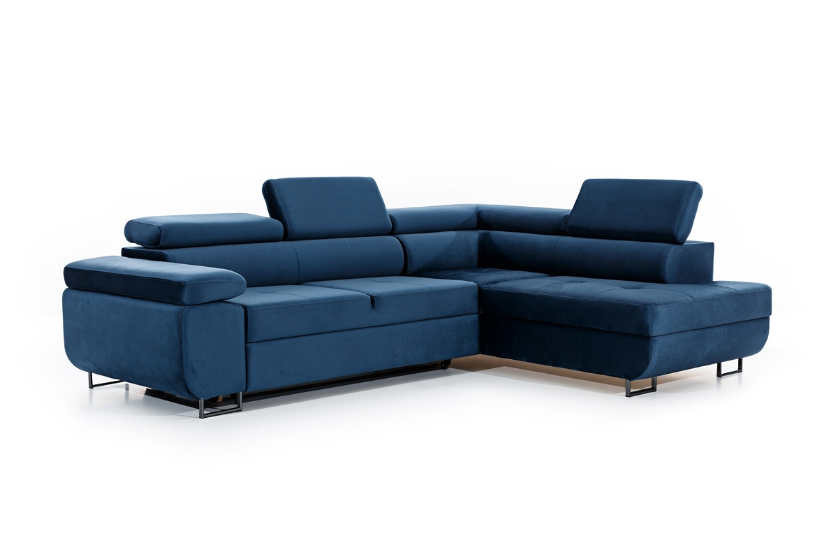 Rozkladacia rohová sedacia súprava Annabelle L pravá - tmavomodrý zamat Monolith 77 / čierne nožičky Rohová sedacia súprava s funkciou spania Annabelle L pravá strana - granátová zamat hydrofobowy Monolith 77 / nožičky čierny