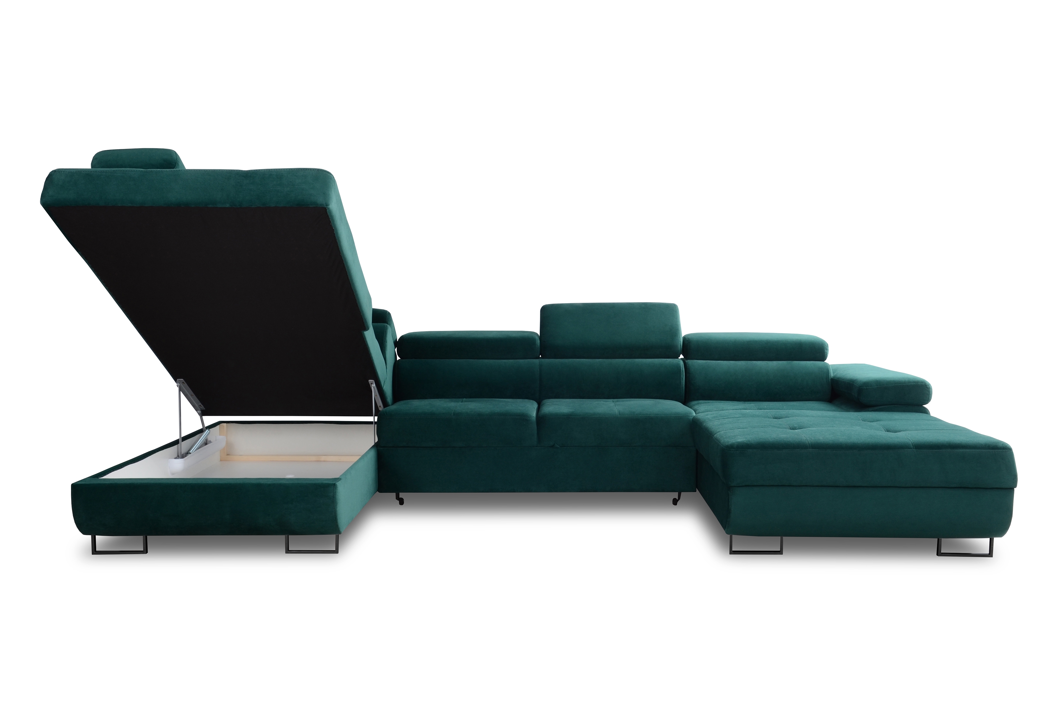 Rozkladacia rohová sedacia súprava Annabelle U II - čierne nožičky Rohová sedacia súprava s funkciou spania Annabelle U II / nožičky čierny