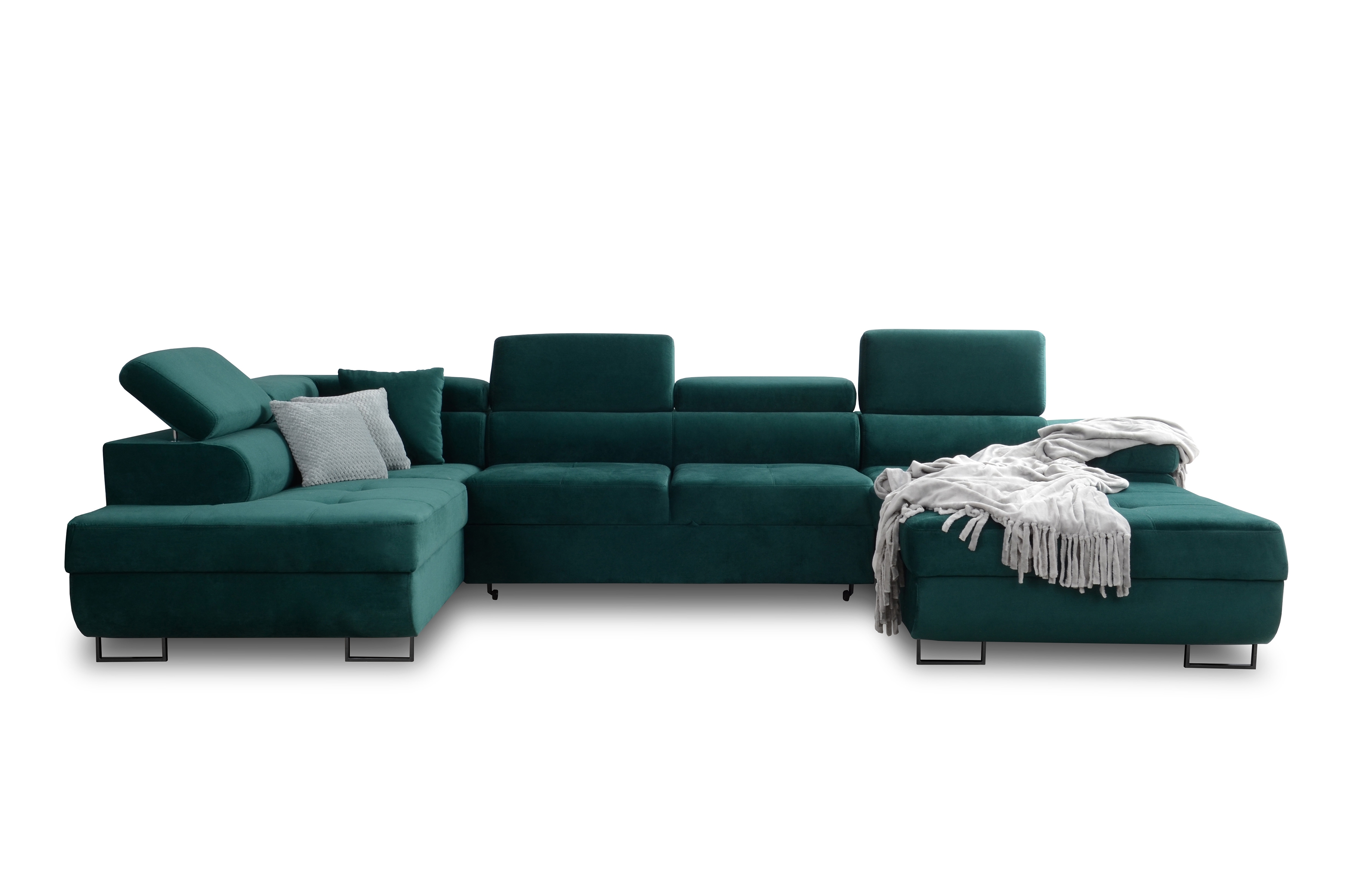 Rozkladacia rohová sedacia súprava Annabelle U II - čierne nožičky Rohová sedacia súprava s funkciou spania Annabelle U II / nožičky čierny