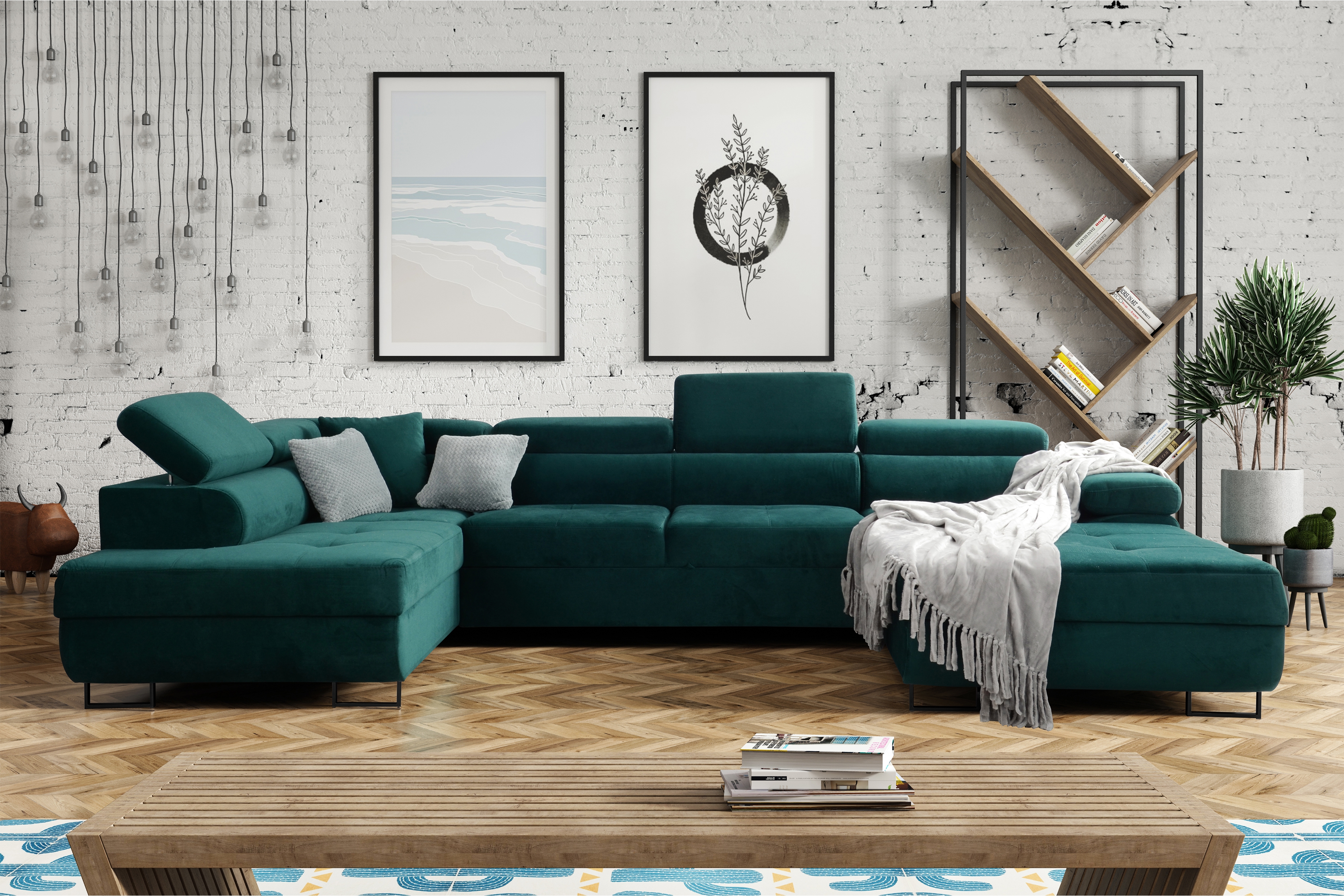 Rozkladacia rohová sedacia súprava Annabelle U II - čierne nožičky Rohová sedacia súprava s funkciou spania Annabelle U II / nožičky čierny