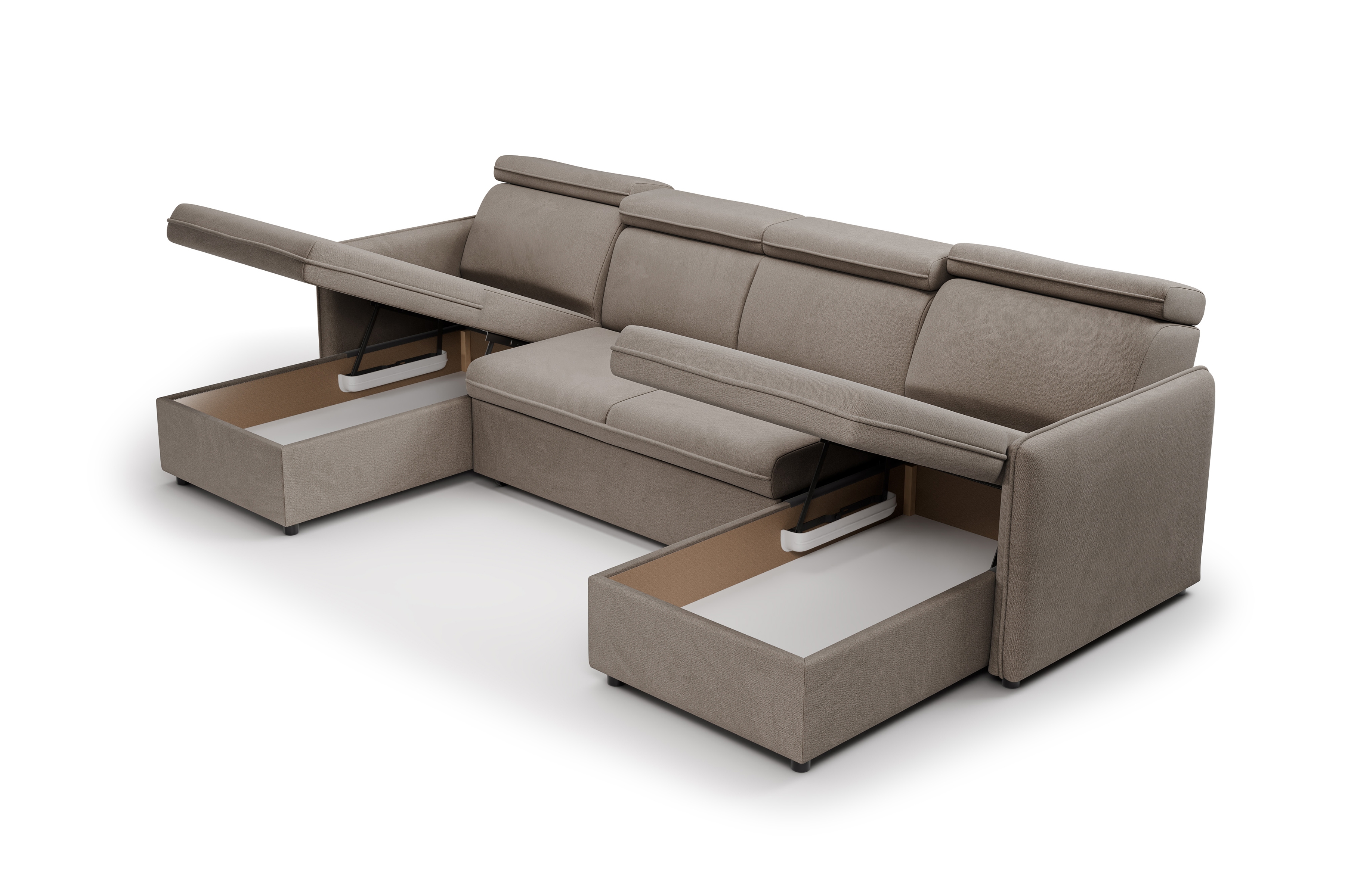 Rozkladacia rohová sedacia súprava Barcelia U - béžová látka Asti 03 Rohová sedacia súprava s funkciou spania Barcelia U - Béžová látka Asti 03