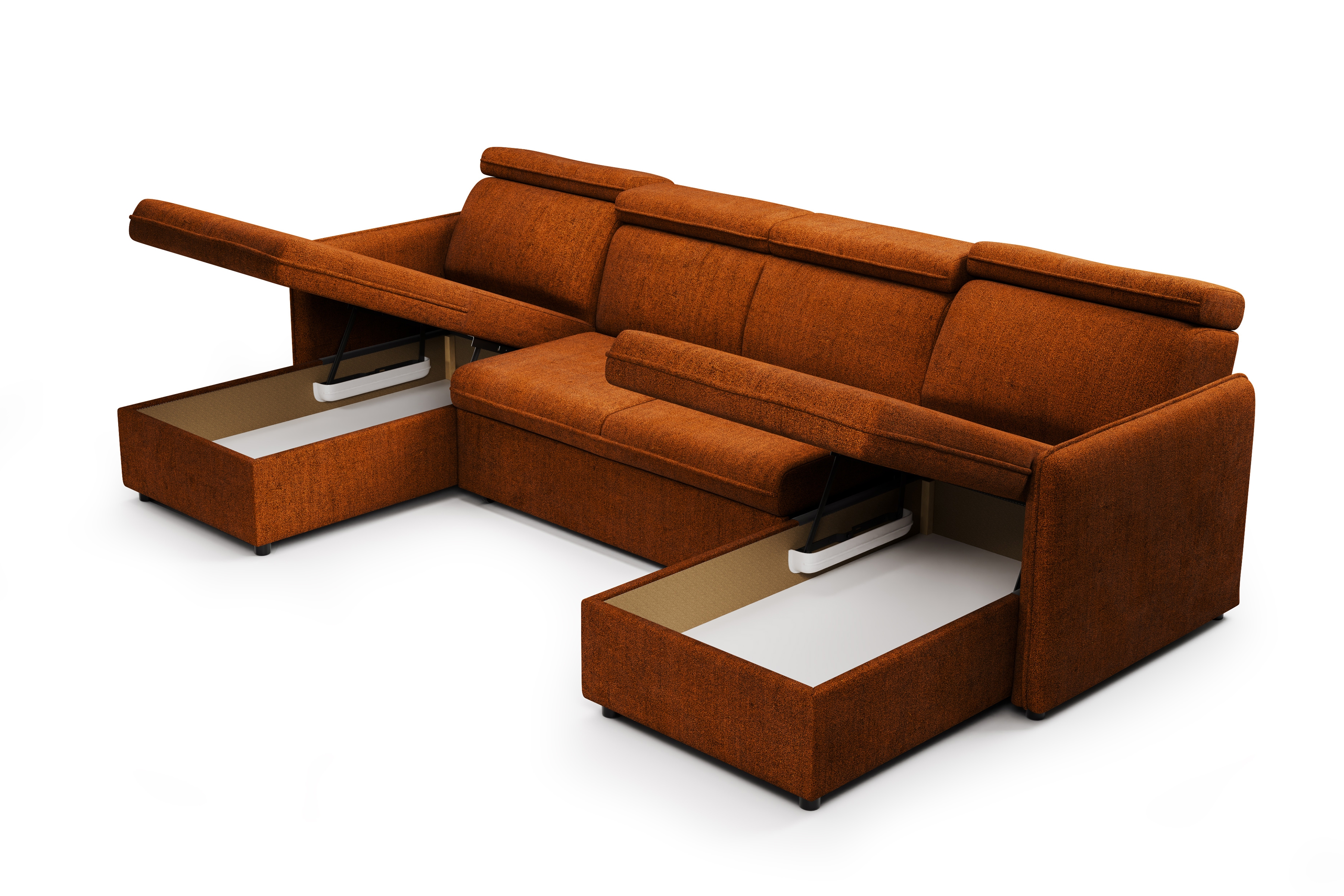 Rozkladacia rohová sedacia súprava Barcelia U - hrdzavá vodoodpudivá látka Enjoy New 39 Rohová sedacia súprava s funkciou spania Barcelia U - ruda látka hydrofobowa Enjoy New 39