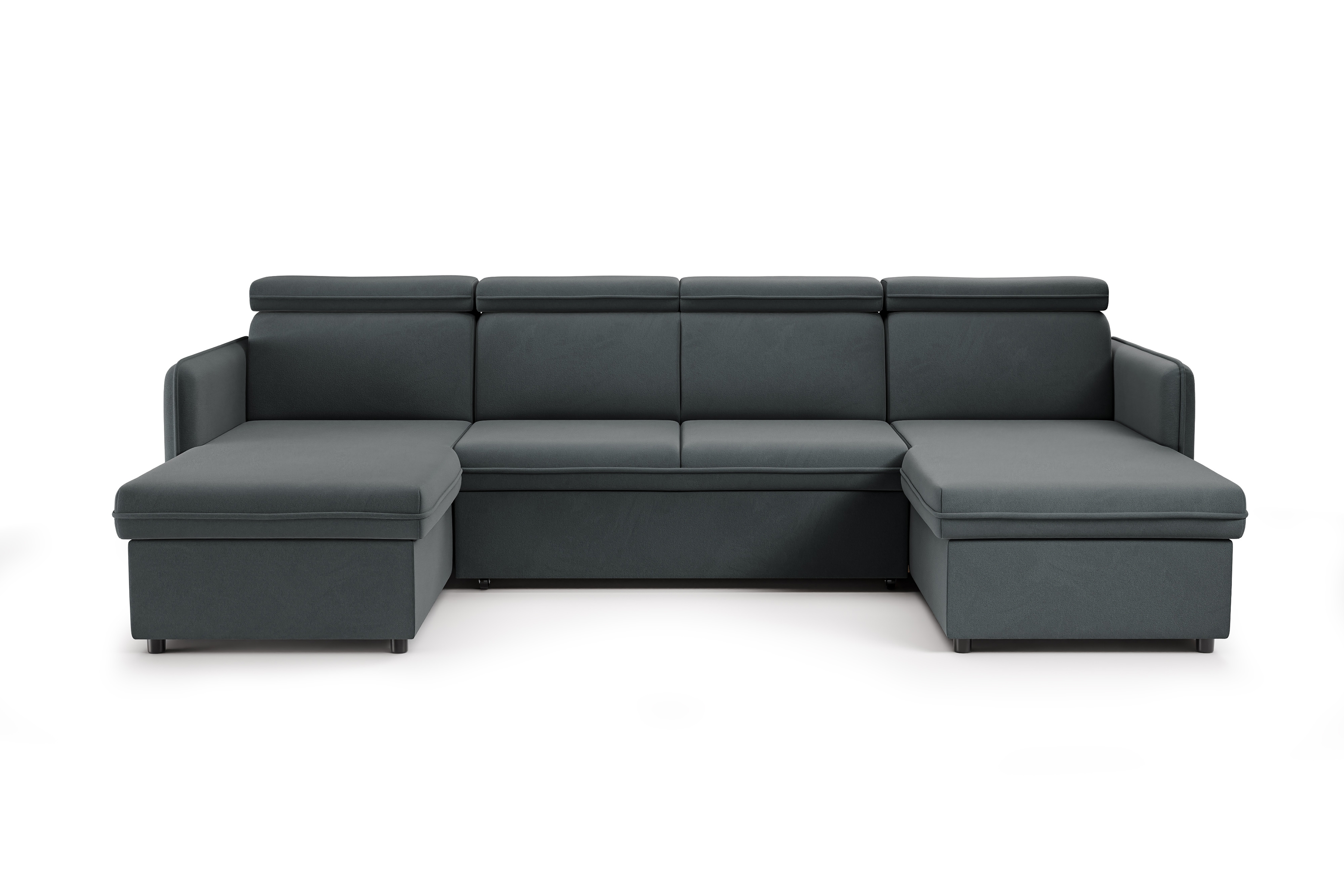 Rozkládací rohová sedací souprava Barcelia U - šedá látka Asti 19 Rohová sedací souprava s funkcí spaní Barcelia U - šedá potahová látka Asti 19