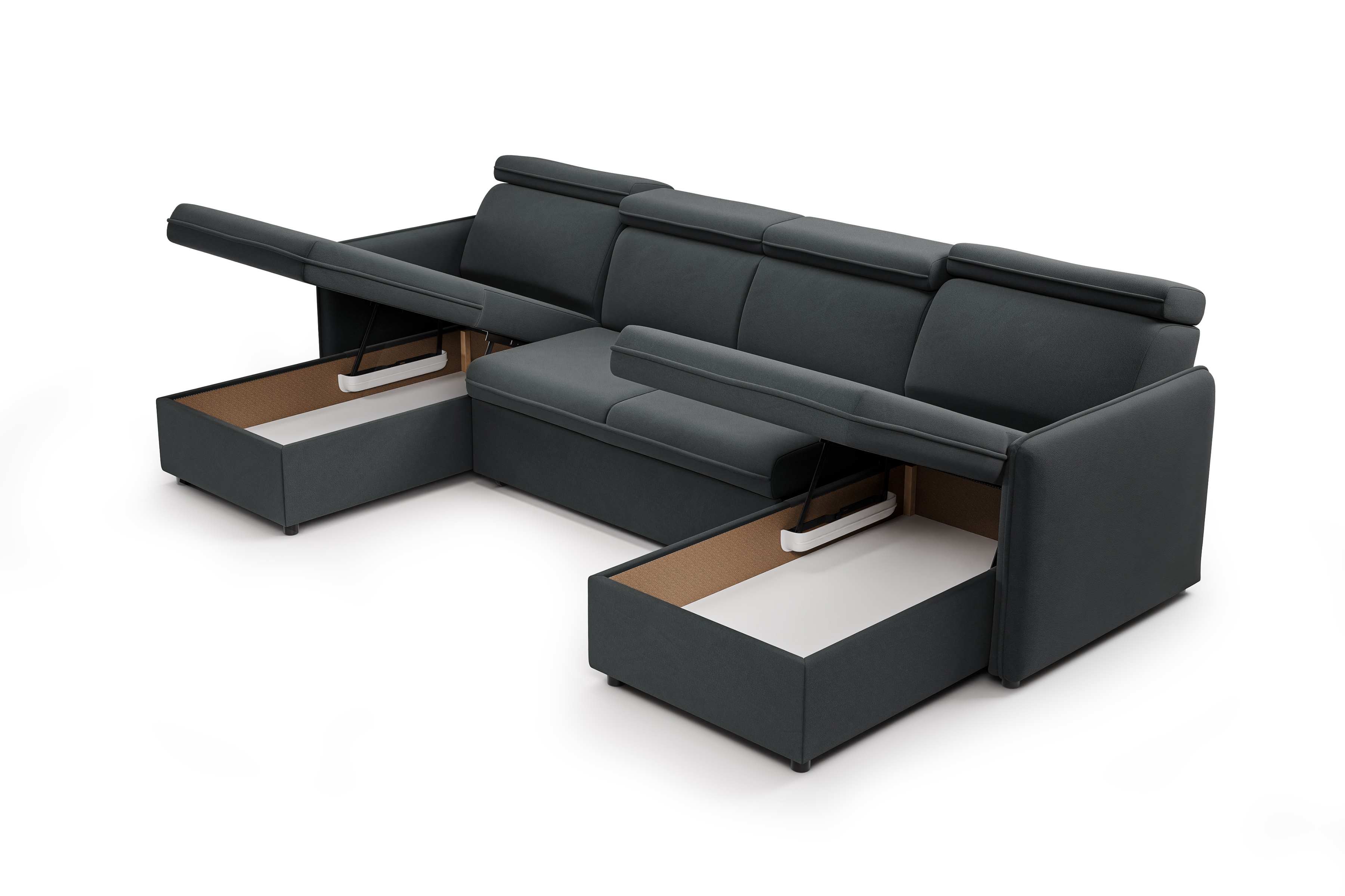 Rozkládací rohová sedací souprava Barcelia U - šedá látka Asti 19 Rohová sedací souprava s funkcí spaní Barcelia U - šedá potahová látka Asti 19