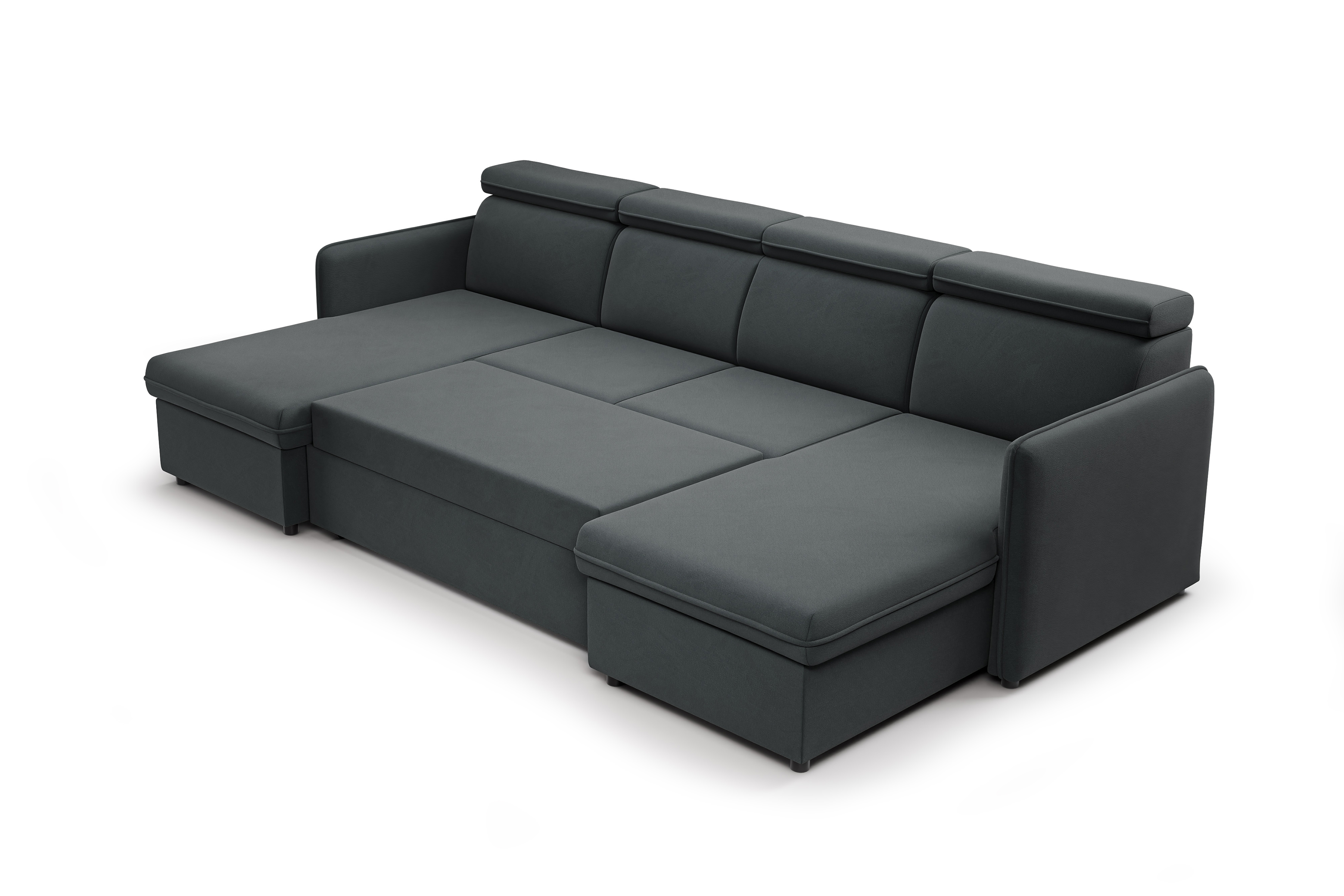 Rozkládací rohová sedací souprava Barcelia U - šedá látka Asti 19 Rohová sedací souprava s funkcí spaní Barcelia U - šedá potahová látka Asti 19