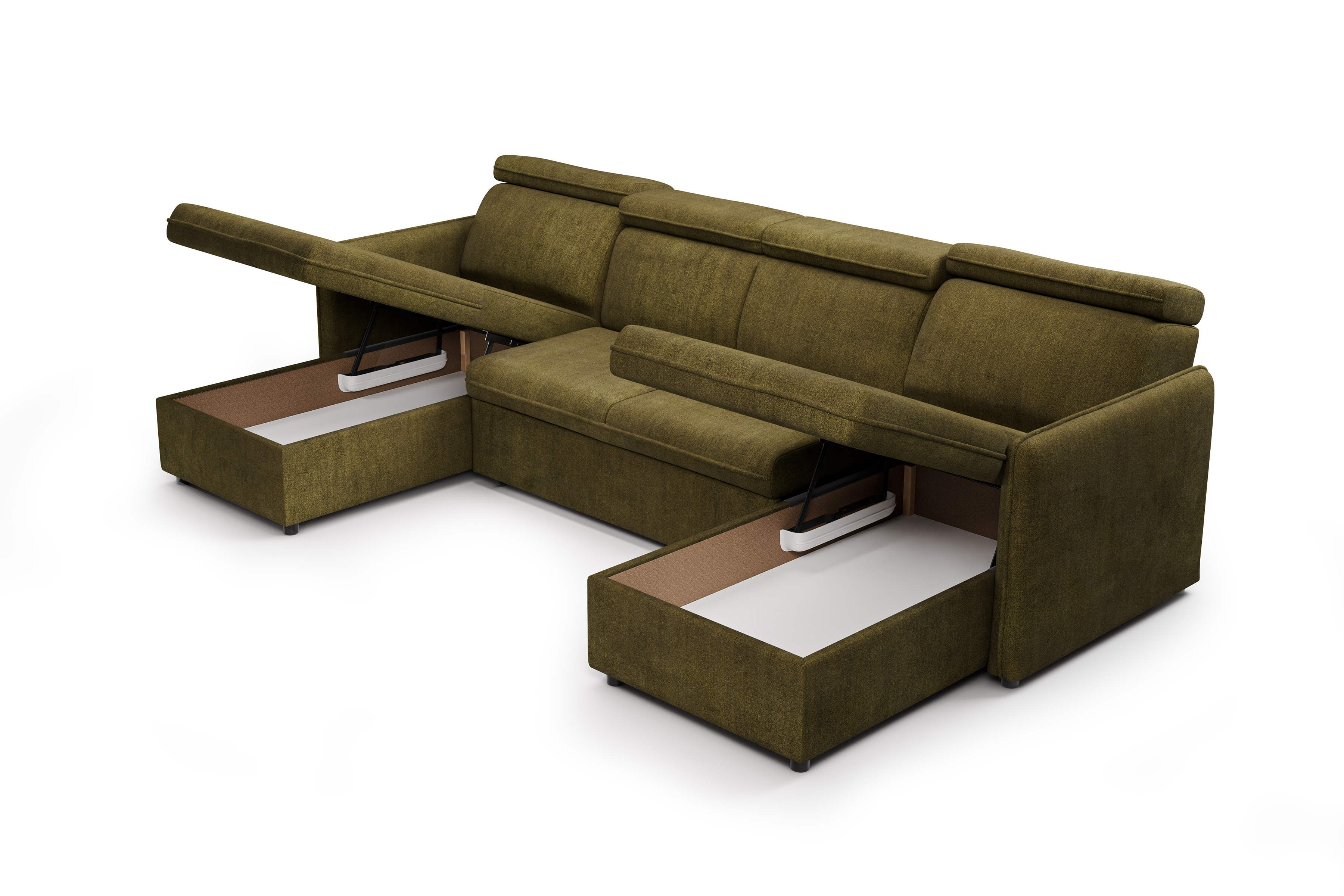 Rozkladacia rohová sedacia súprava Barcelia U - zelená vodoodpudivá látka Enjoy New 41 Rohová sedacia súprava s funkciou spania Barcelia U - zelená látka hydrofobowa Enjoy New 41