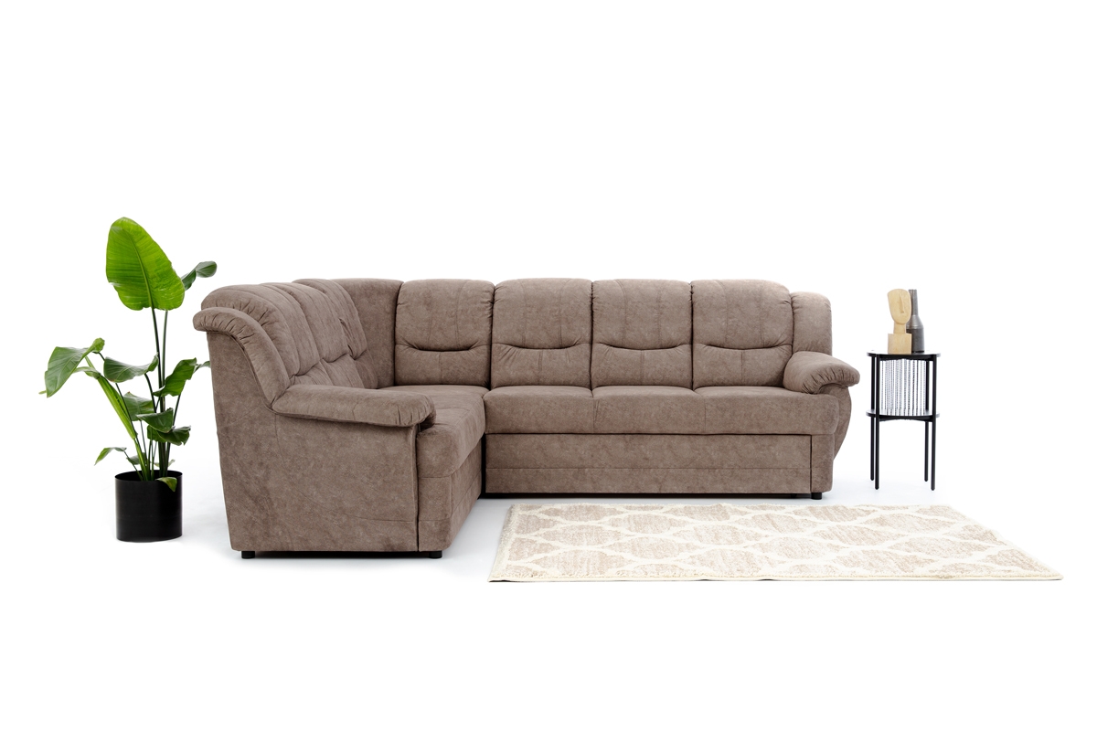 Rozkladacia rohová sedacia súprava Belluno L ľavá - hnedý Forever 63 Hnedý Rohová sedacia súprava z miekkim siedziskiem 
