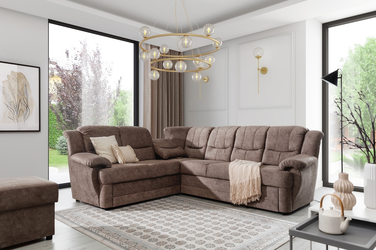 Rozkladacia rohová sedacia súprava Belluno L ľavá - hnedý Forever 63 Hnedý Rohová sedacia súprava . 