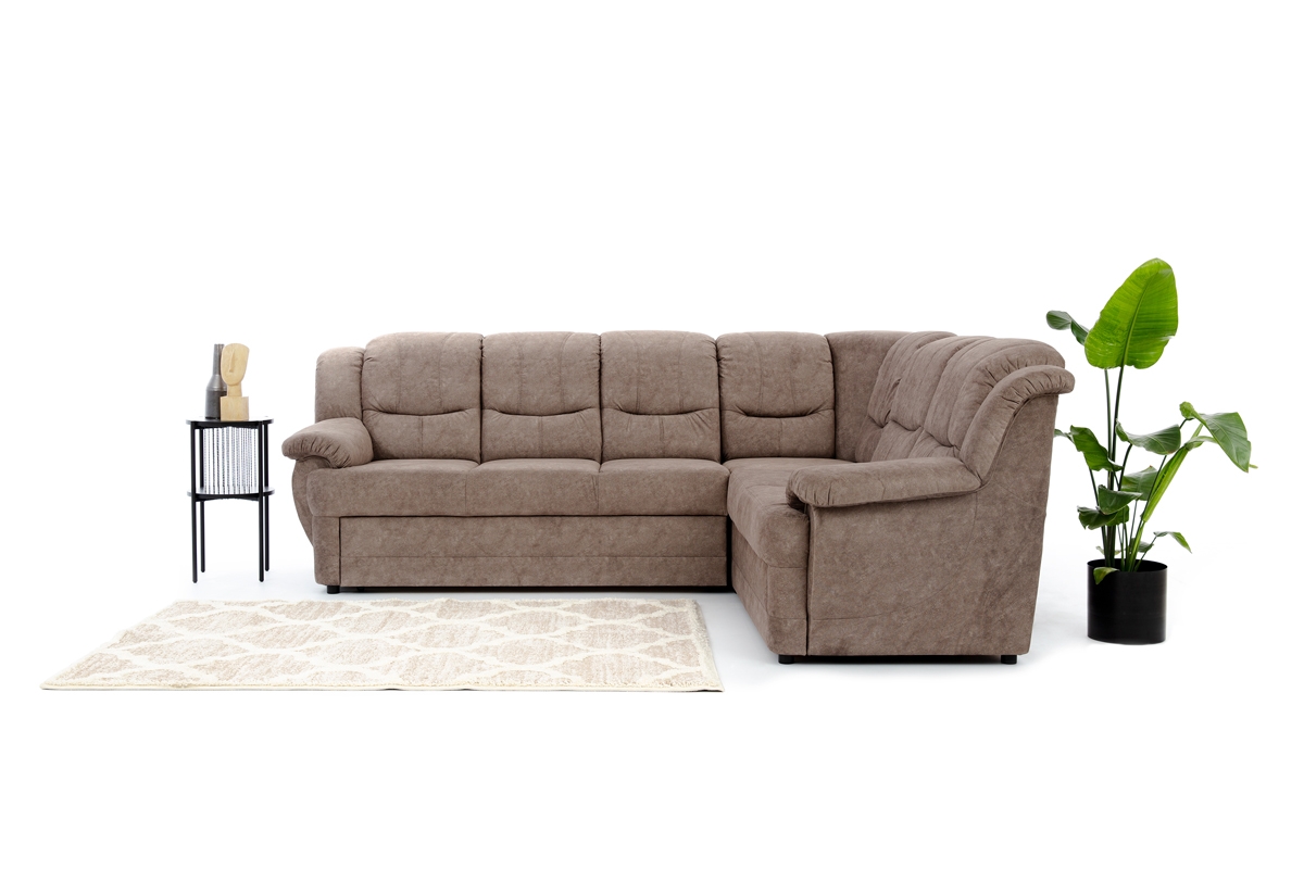 Rozkladacia rohová sedacia súprava Belluno L pravá - hnedá látka Forever 63 Hnedý Rohová sedacia súprava . 
