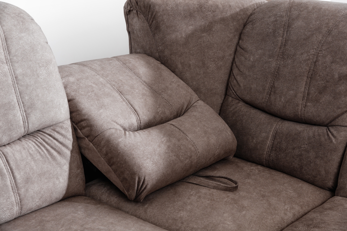 Rozkladacia rohová sedacia súprava Belluno L pravá - hnedá látka Forever 63 Hnedý Rohová sedacia súprava z ruchomym oparciem 