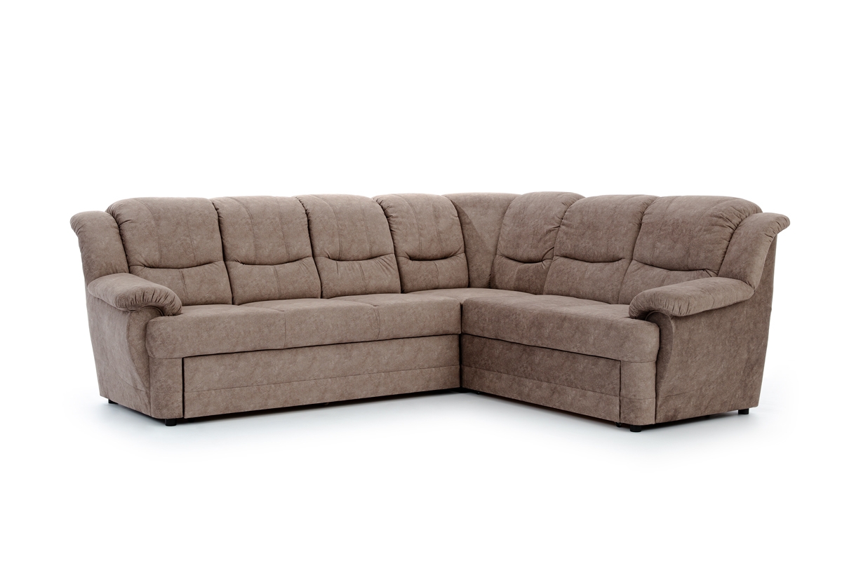 Rozkladacia rohová sedacia súprava Belluno L pravá - hnedá látka Forever 63 Hnedý Rohová sedacia súprava w ksztalcie L 