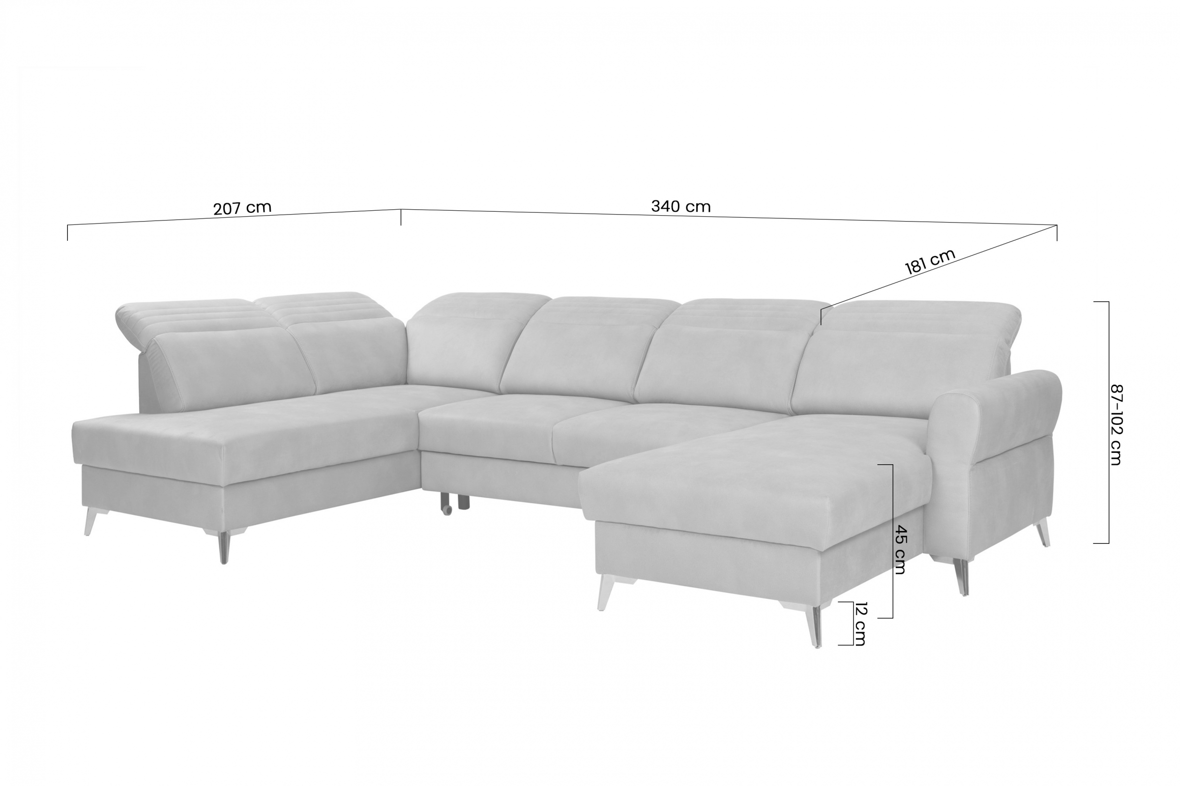 Rozkládací rohová sedací souprava Calabria I na kovové podstavě Rohová sedací souprava rozkládací Calabria I na kovových nohách