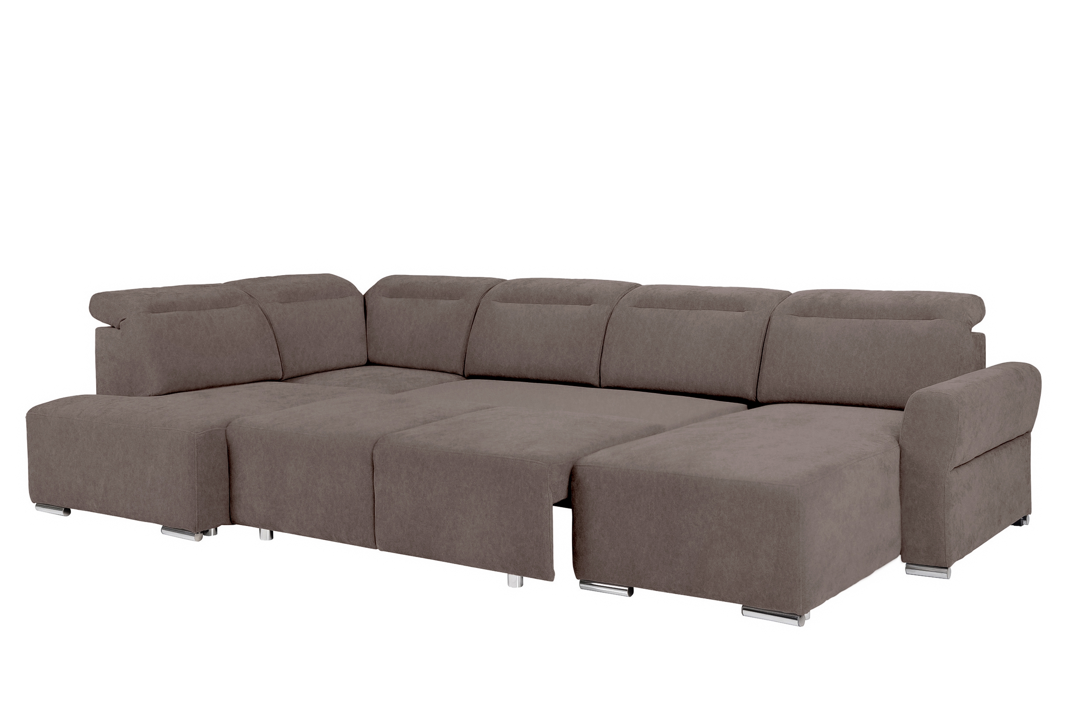 Rozkládací rohová sedací souprava Cawo I levá - hnědá / samet Castel 20 Rohová sedací souprava rozkládací Cawo I levá - hnědá / samet / Castel 20