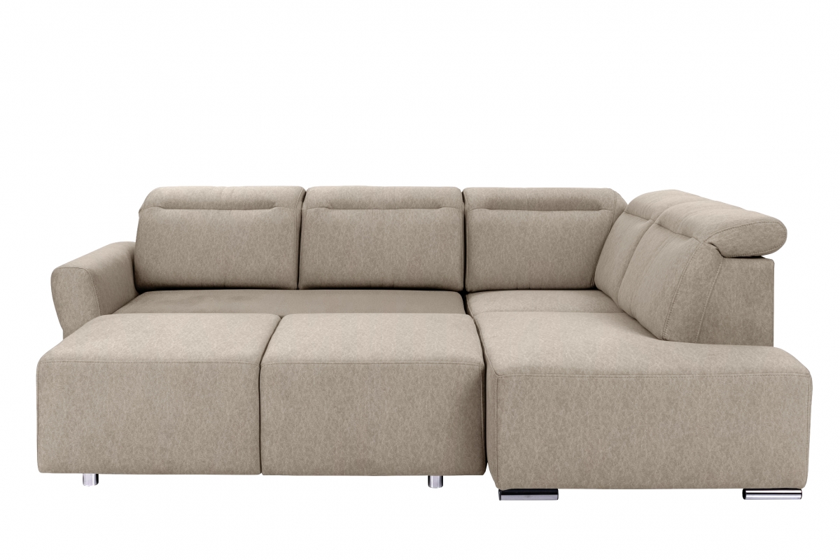 Rohová sedacia súprava Cawo II pravá s funkciou spania - béžový zamat Castel 15 Rohová sedacia súprava s funkciou spania Cawo II pravá strana  - Béžová / zamat / Castel 15