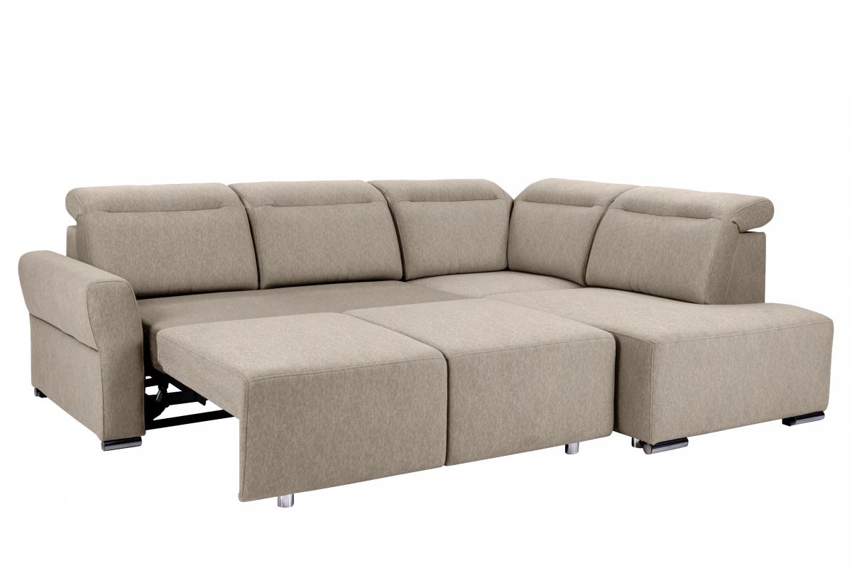 Rohová sedacia súprava Cawo II pravá s funkciou spania - béžový zamat Castel 15 Rohová sedacia súprava s funkciou spania Cawo II pravá strana  - Béžová / zamat / Castel 15