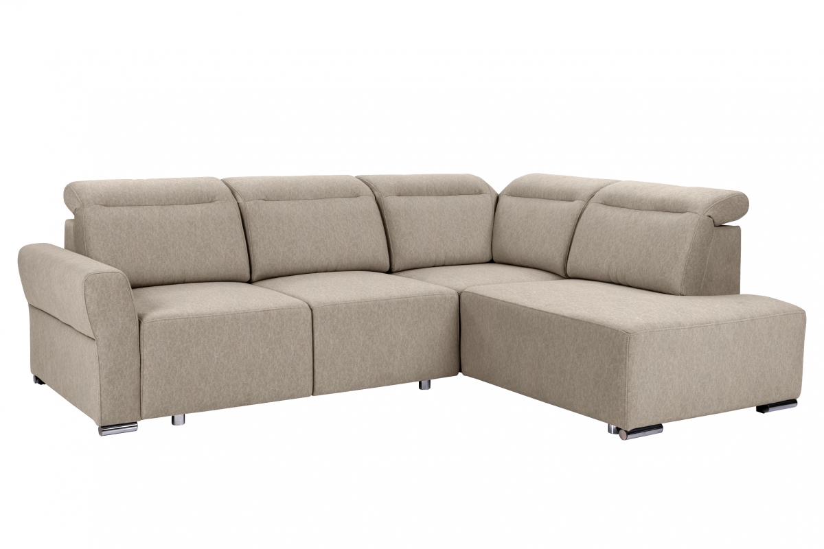 Rohová sedacia súprava Cawo II pravá s funkciou spania - béžový zamat Castel 15 Rohová sedacia súprava s funkciou spania Cawo II pravá strana  - Béžová / zamat / Castel 15