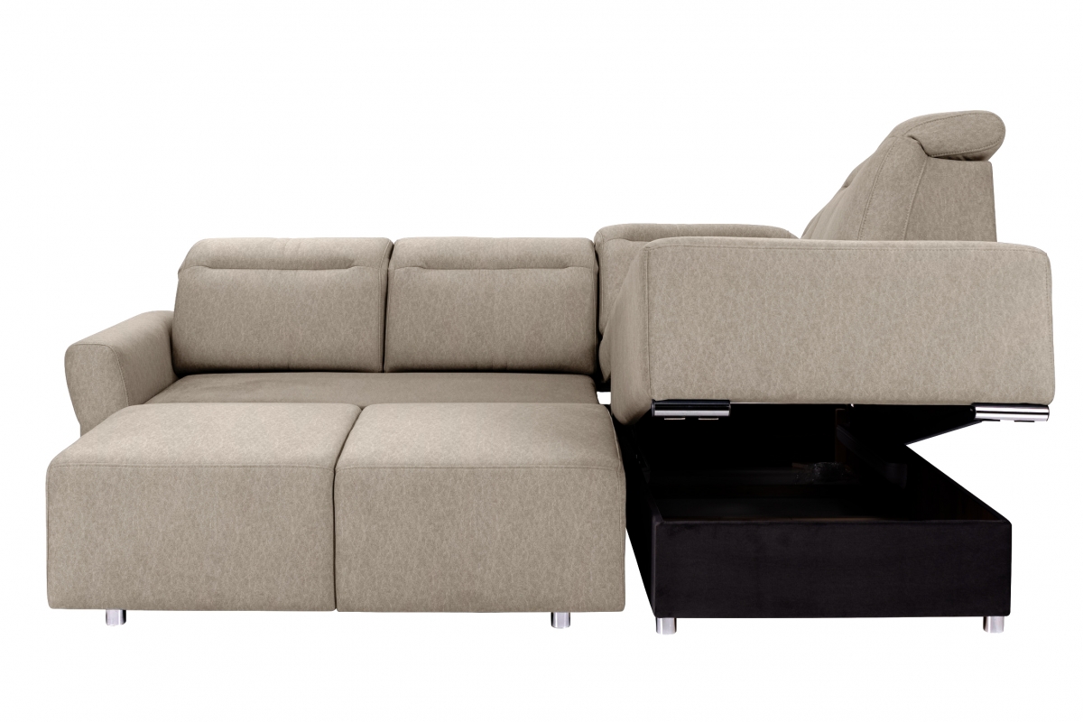 Rohová sedacia súprava Cawo II pravá s funkciou spania - béžový zamat Castel 15 Rohová sedacia súprava s funkciou spania Cawo II pravá strana  - Béžová / zamat / Castel 15