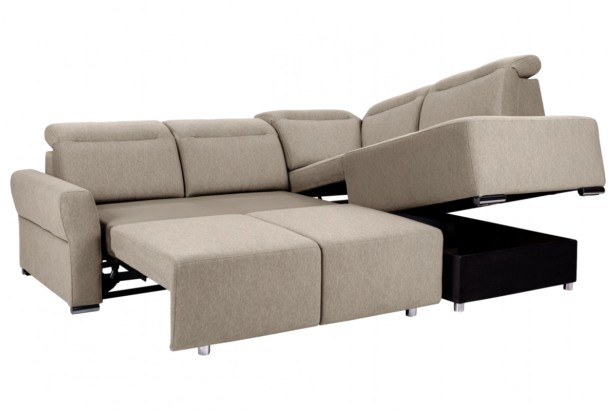 Rohová sedacia súprava Cawo II pravá s funkciou spania - béžový zamat Castel 15 Rohová sedacia súprava s funkciou spania Cawo II pravá strana  - Béžová / zamat / Castel 15