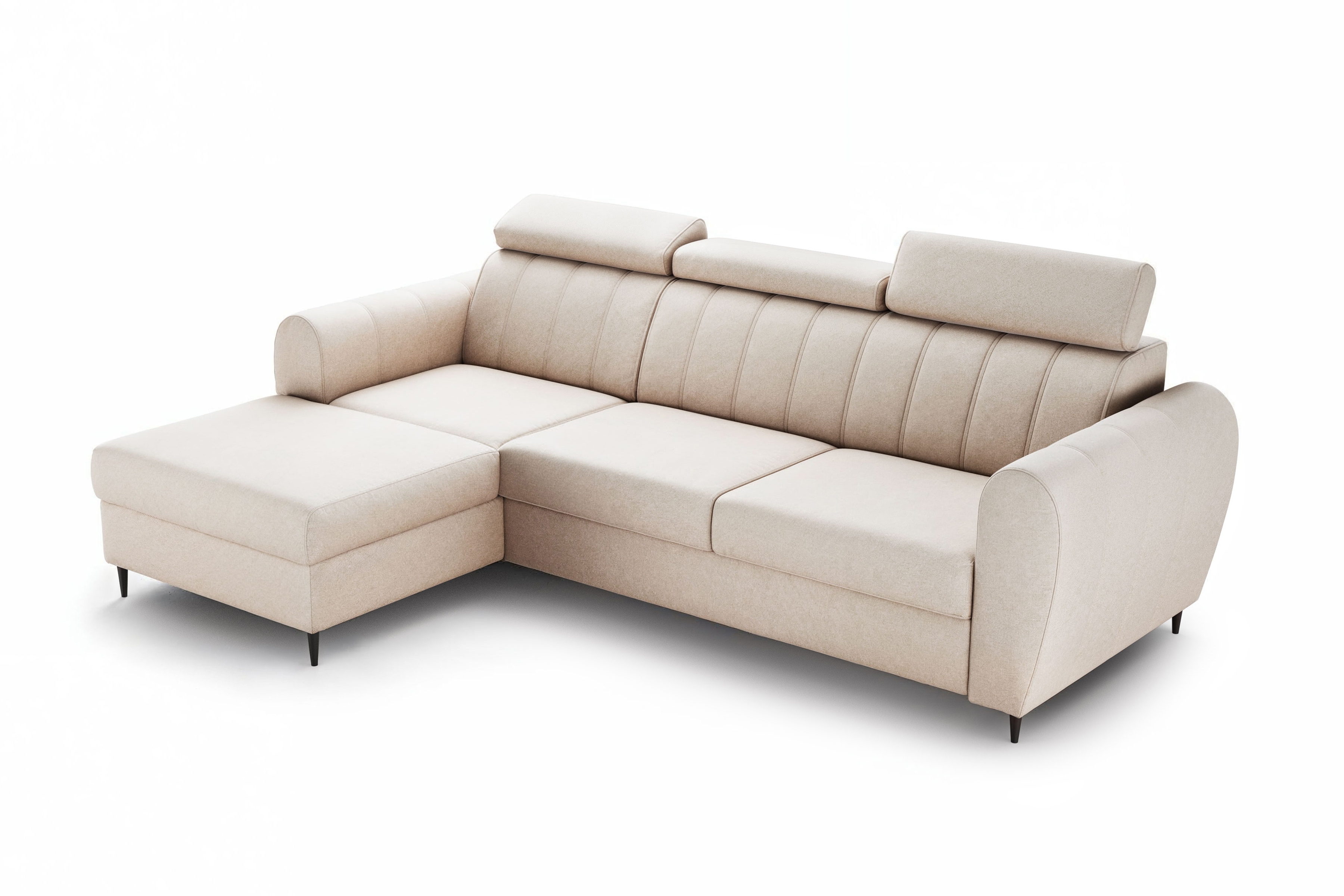 Rozkladacia rohová sedacia súprava Celias Mini ľavá - béžový zamat Paros 2 Rohová sedacia súprava s funkciou spania Celias Mini Ľavá strana - béžový zamat Paros 2