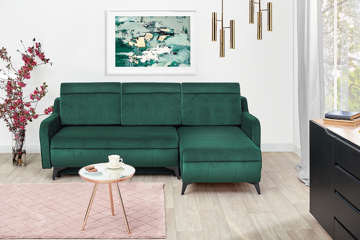 Rohová sedací souprava rozkládací Drago Zelený Rohová sedací souprava do obývacího pokoje 