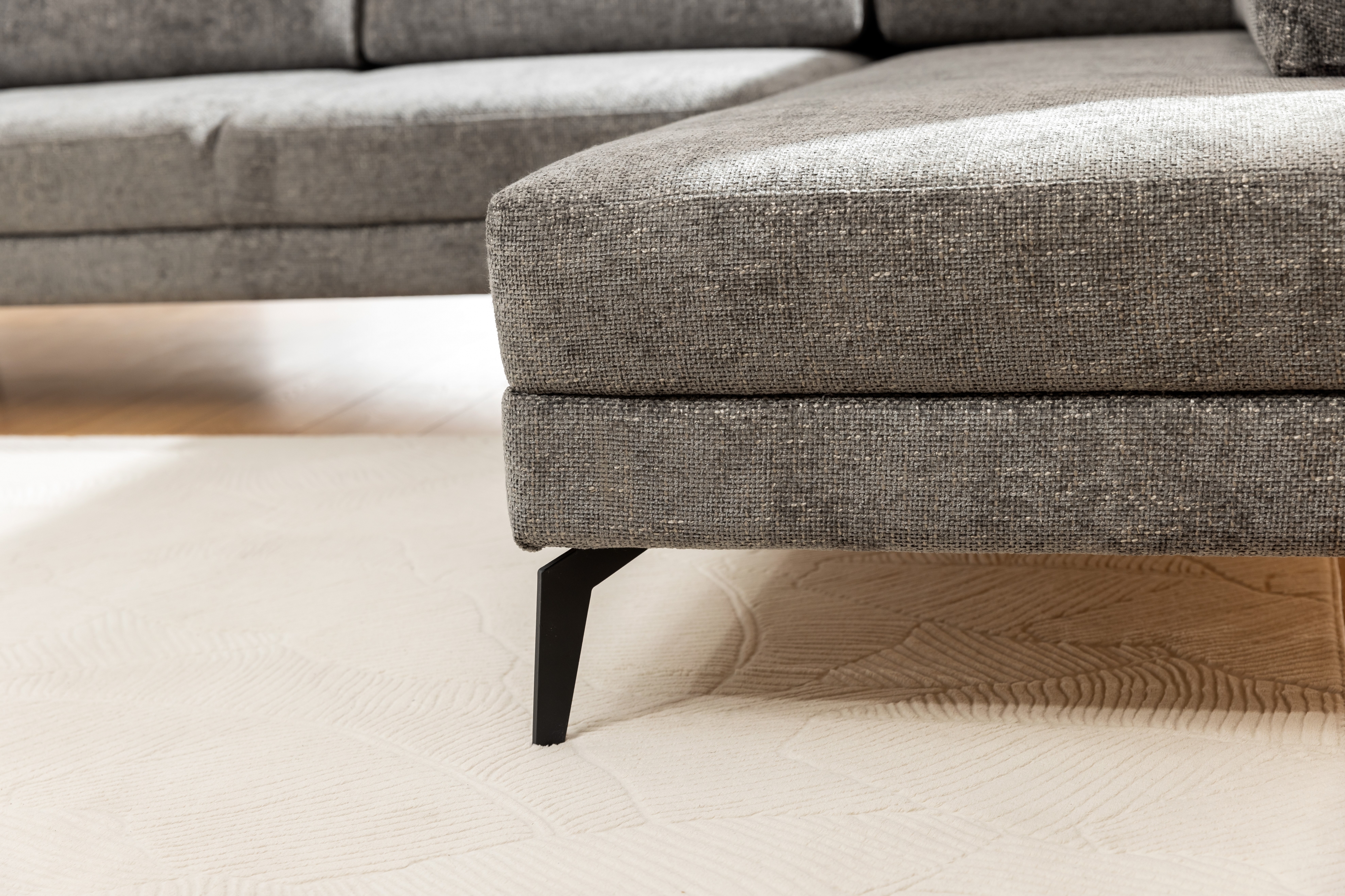 Rozkladacia rohová sedacia súprava Elentio L pravá - šedá pletenina Magni 206.13 Rohová sedacia súprava s funkciou spania Elentio L Pravý - šedá plecionka Magni 206.13