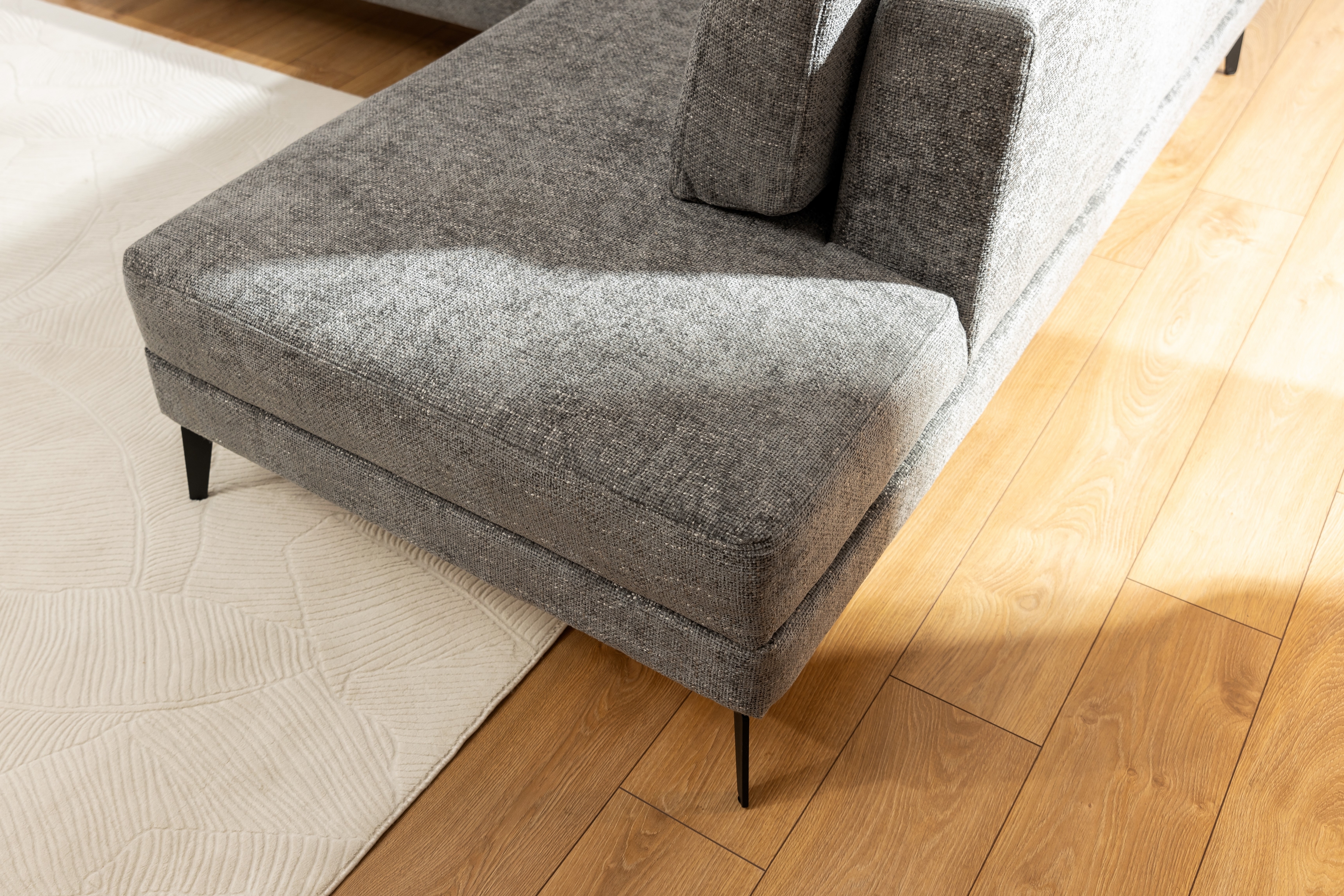 Rozkladacia rohová sedacia súprava Elentio L pravá - šedá pletenina Magni 206.13 Rohová sedacia súprava s funkciou spania Elentio L Pravý - šedá plecionka Magni 206.13