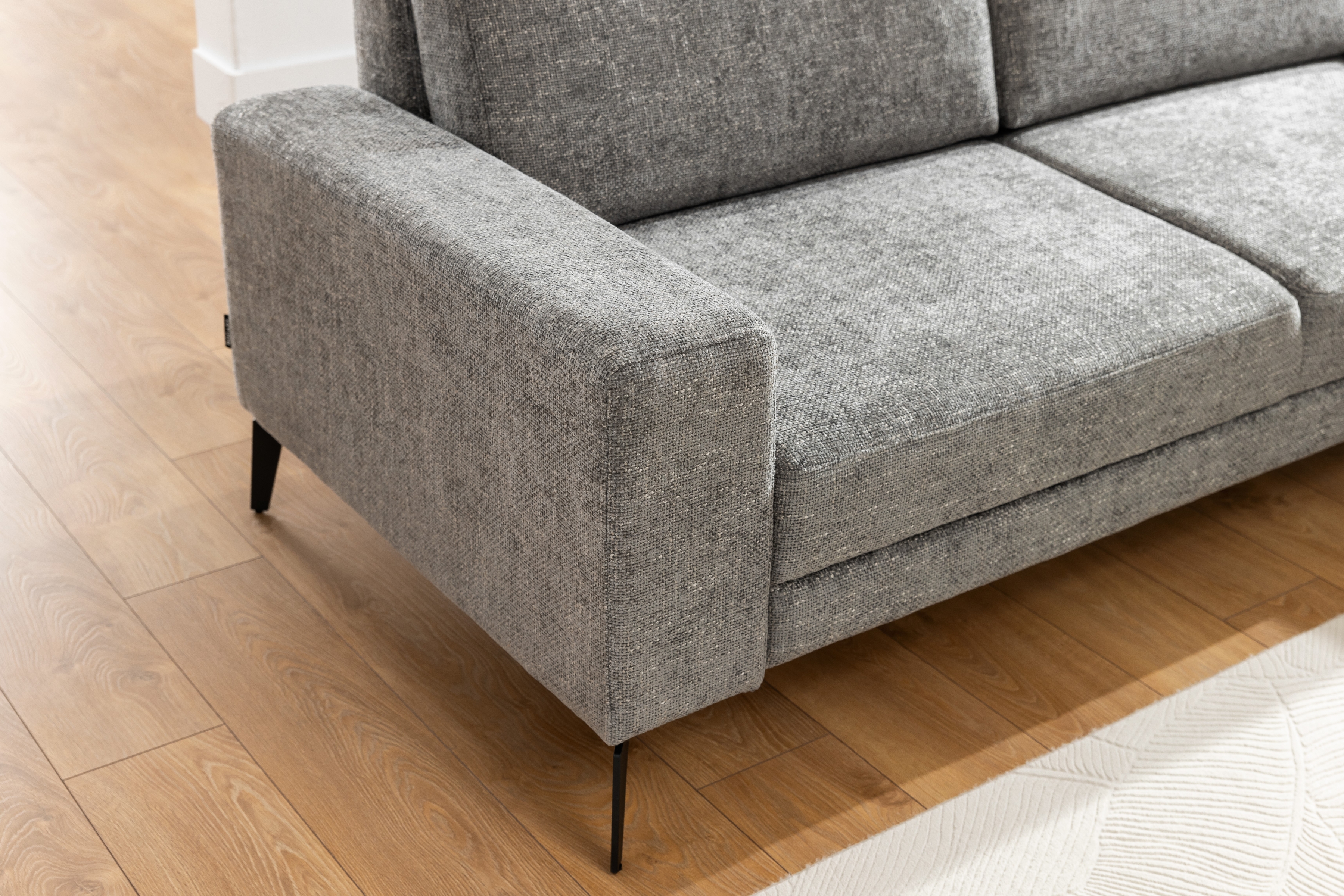 Rozkladacia rohová sedacia súprava Elentio L pravá - šedá pletenina Magni 206.13 Rohová sedacia súprava s funkciou spania Elentio L Pravý - šedá plecionka Magni 206.13