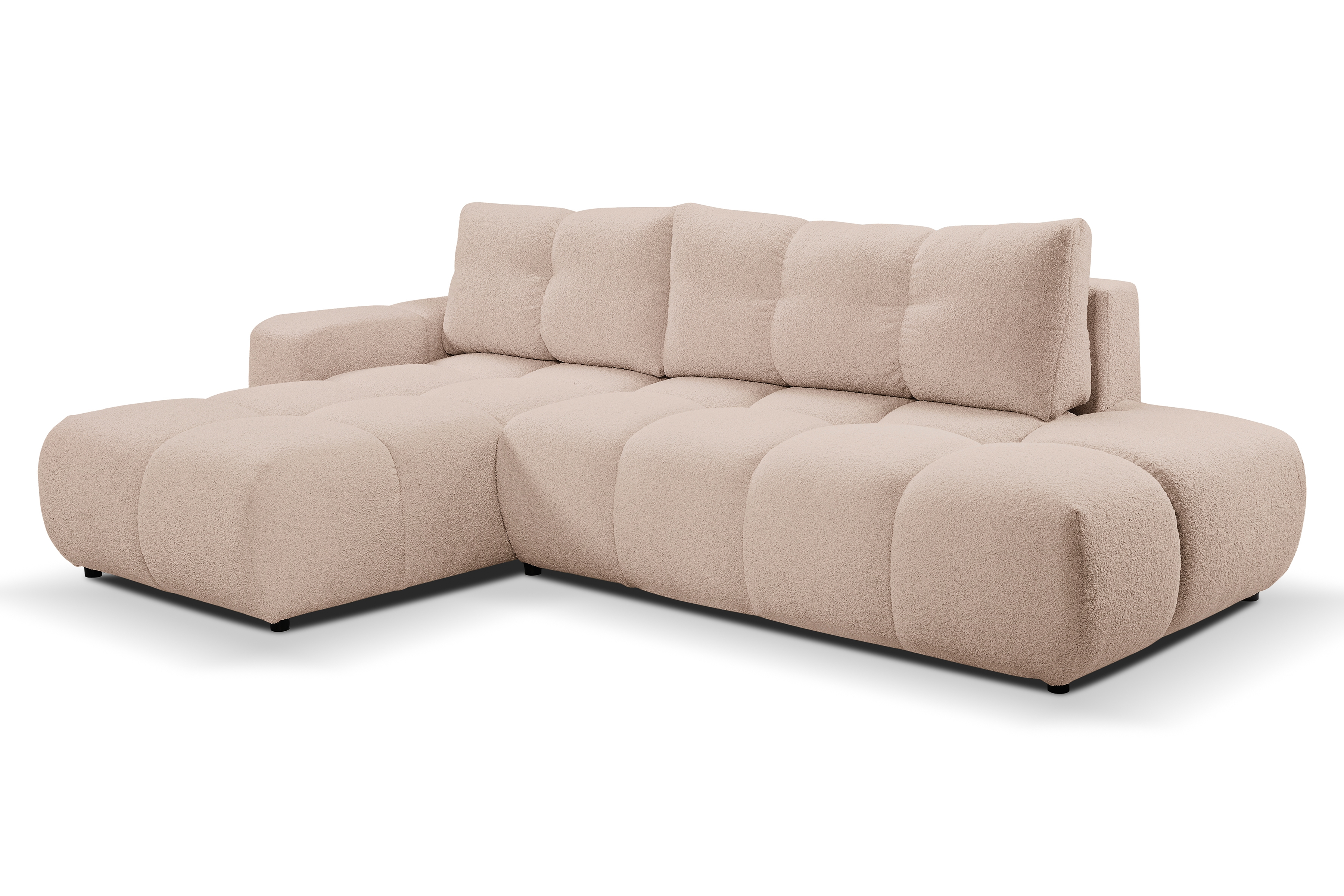 Rohová sedacia súprava Fiza ľavá s funkciou spania - béžová bouclé Lambi 10 Rohová sedacia súprava s funkciou spania Fiza Ľavá strana - Béžová boucle Lambi 10