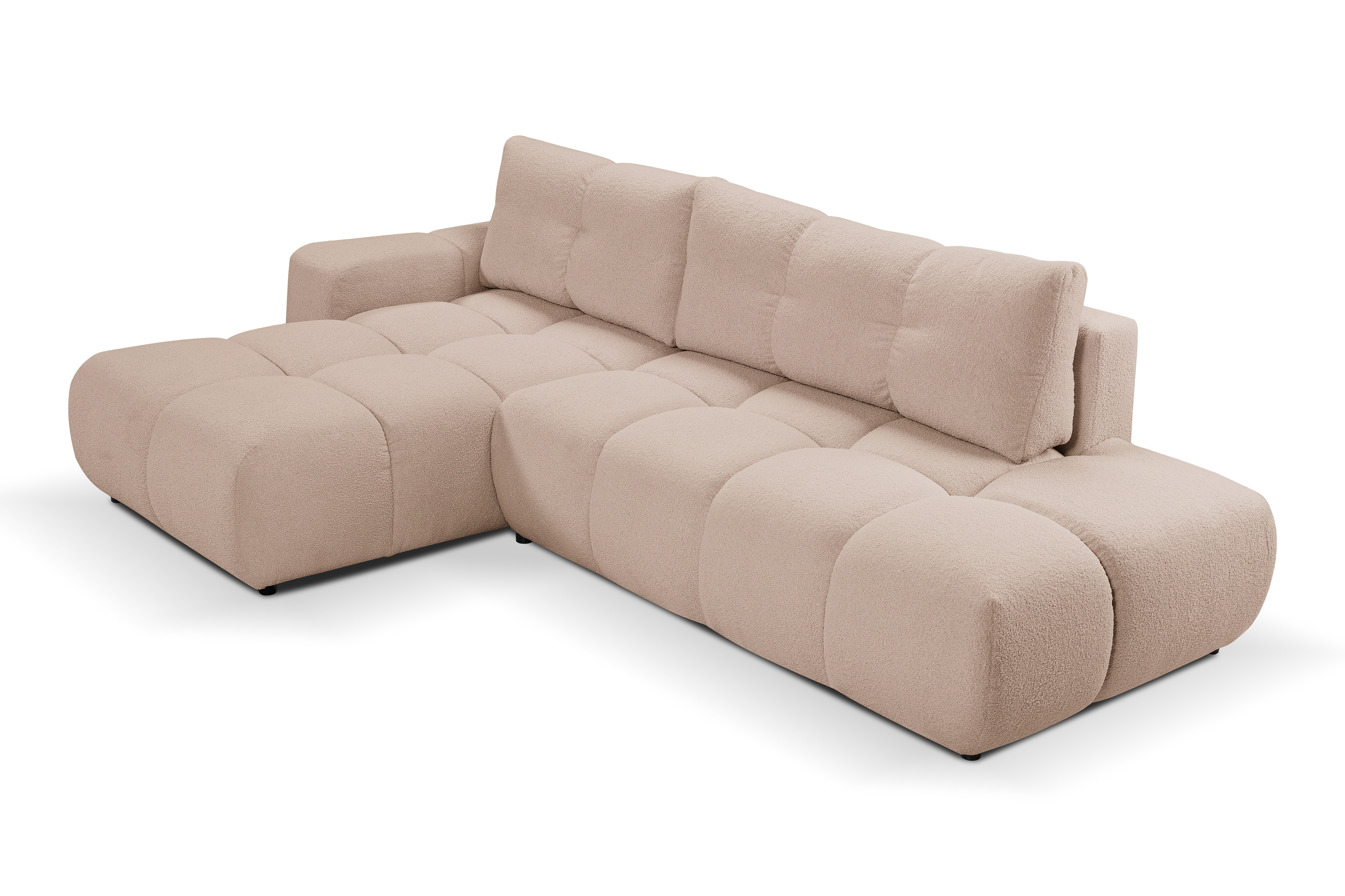 Rohová sedacia súprava Fiza ľavá s funkciou spania - béžová bouclé Lambi 10 Rohová sedacia súprava s funkciou spania Fiza Ľavá strana - Béžová boucle Lambi 10