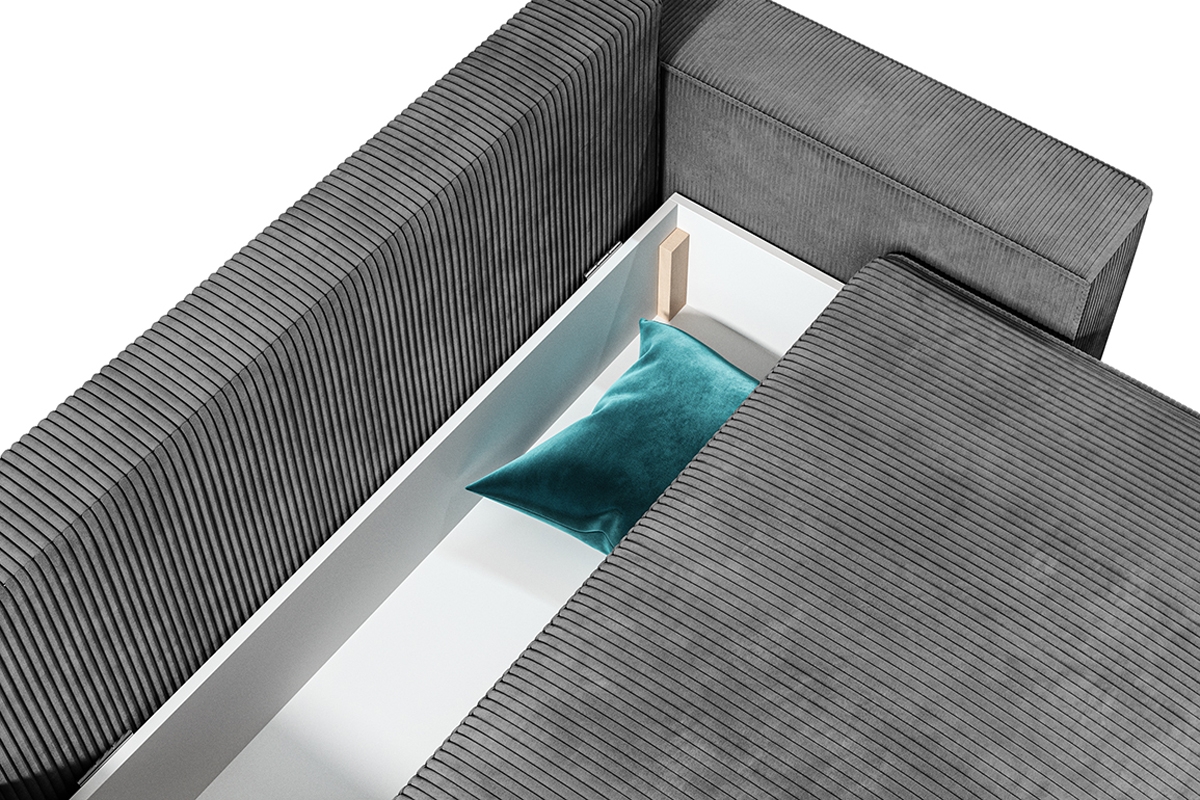 Rohová rozkladacia sedacia súprava Flabio Mini Rohová sedacia súprava s úložným priestorom na posciel 