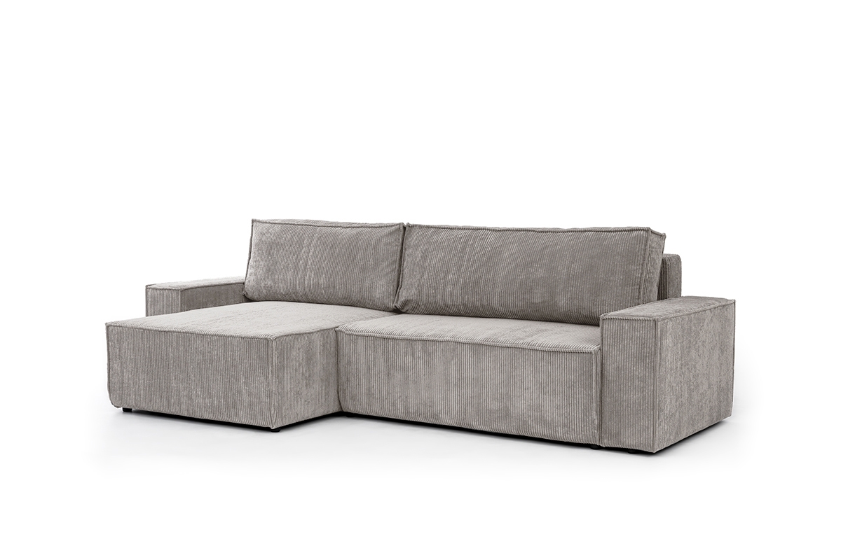 Rohová rozkladacia sedacia súprava Flabio Mini béžový Rohová sedacia súprava w sztruksowej tkaninie 