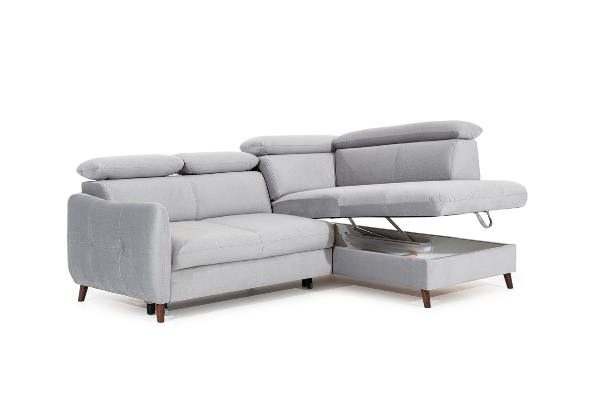 Rohová rozkládací sedací souprava Hugo - pravá strana Rohová sedací souprava s funkcí spaní Hugo 2F-OTM/BK - potahová látka Monolith KR 10679 - Úložný prostor