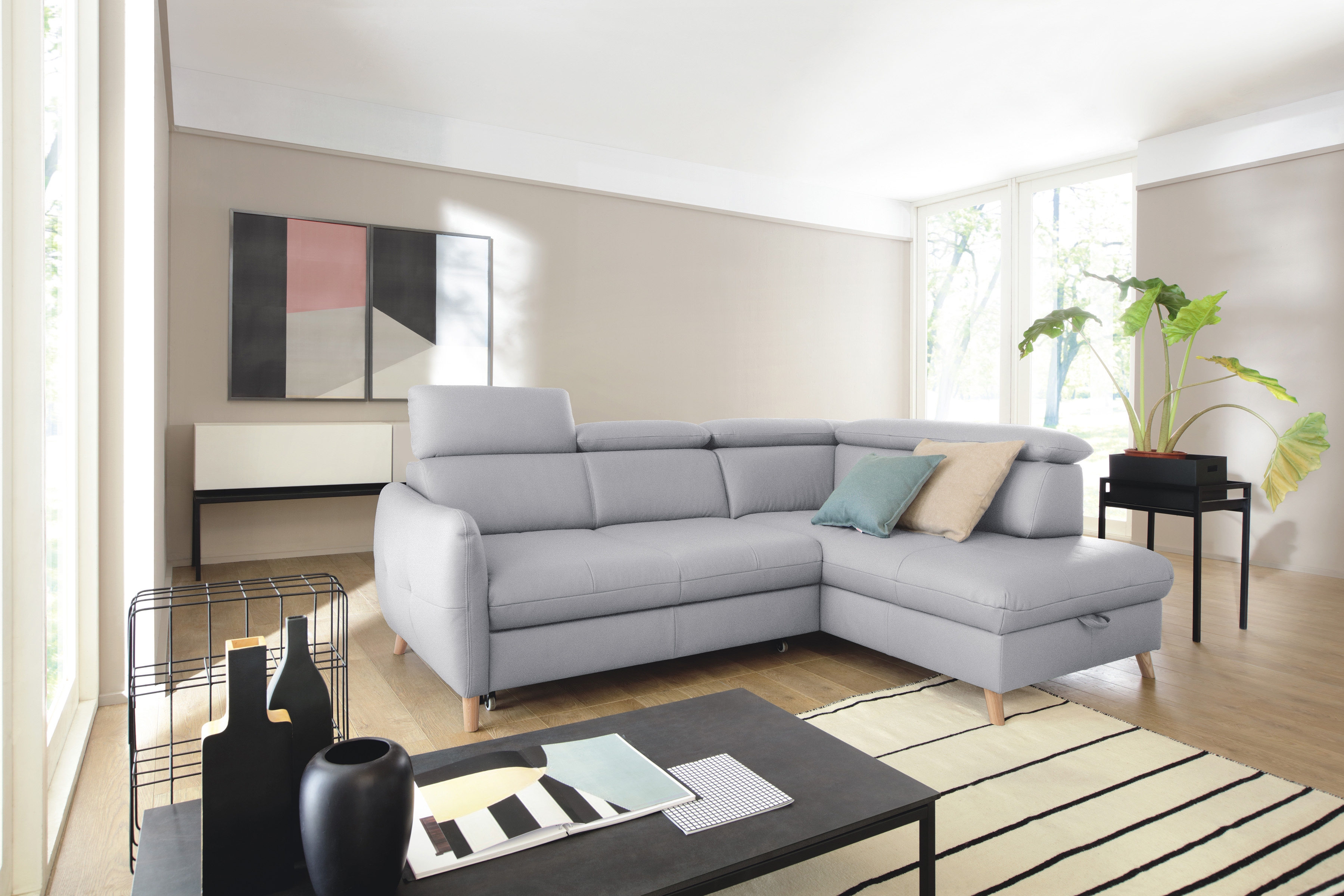 Rohová rozkládací sedací souprava Hugo - pravá strana Rohová sedací souprava rozkládací Hugo pravá